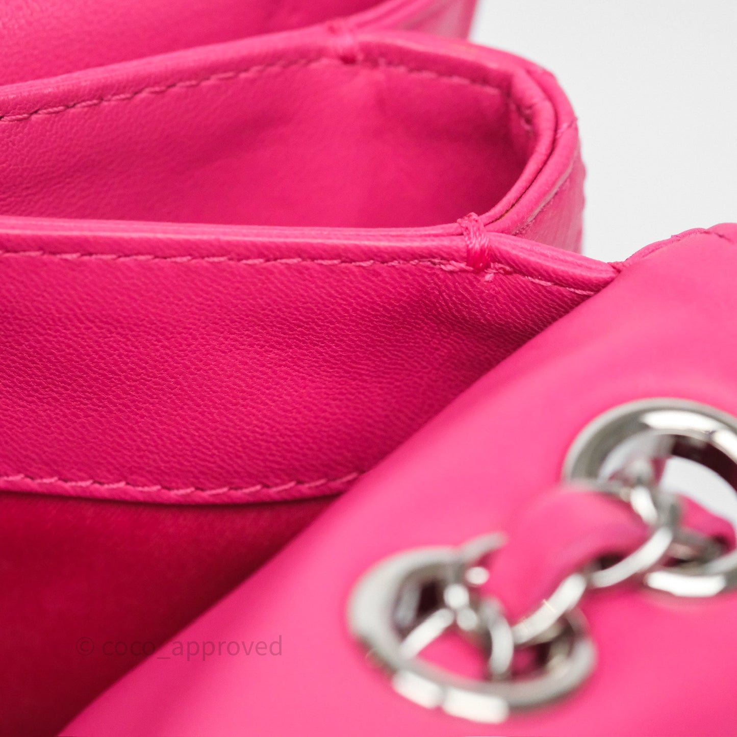 Chanel Stitched Double Flap Bag Pink Calfskin Silver Hardware