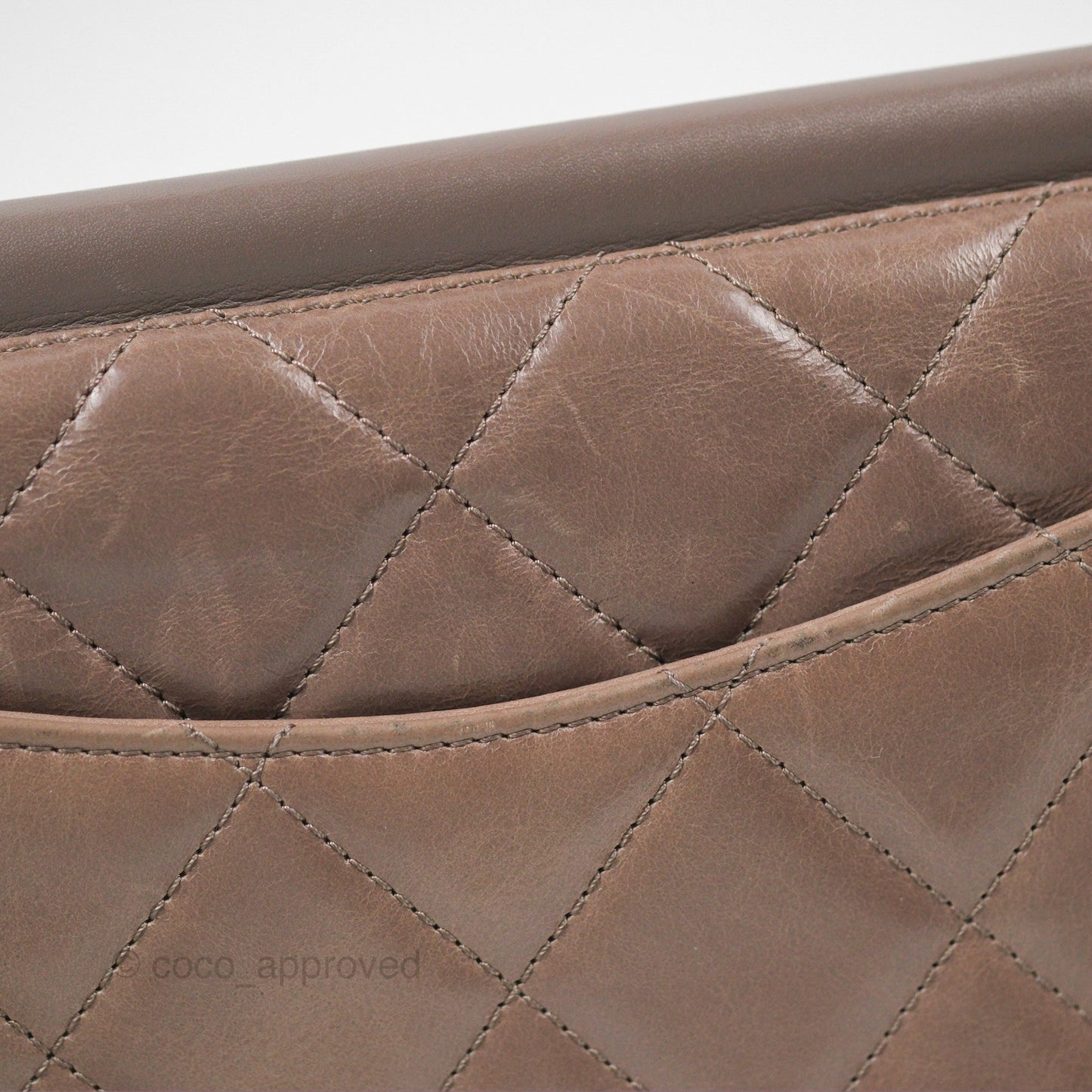 Chanel Gold Bar Single Flap Dark Grey Glazed Calfskin Gold Hardware