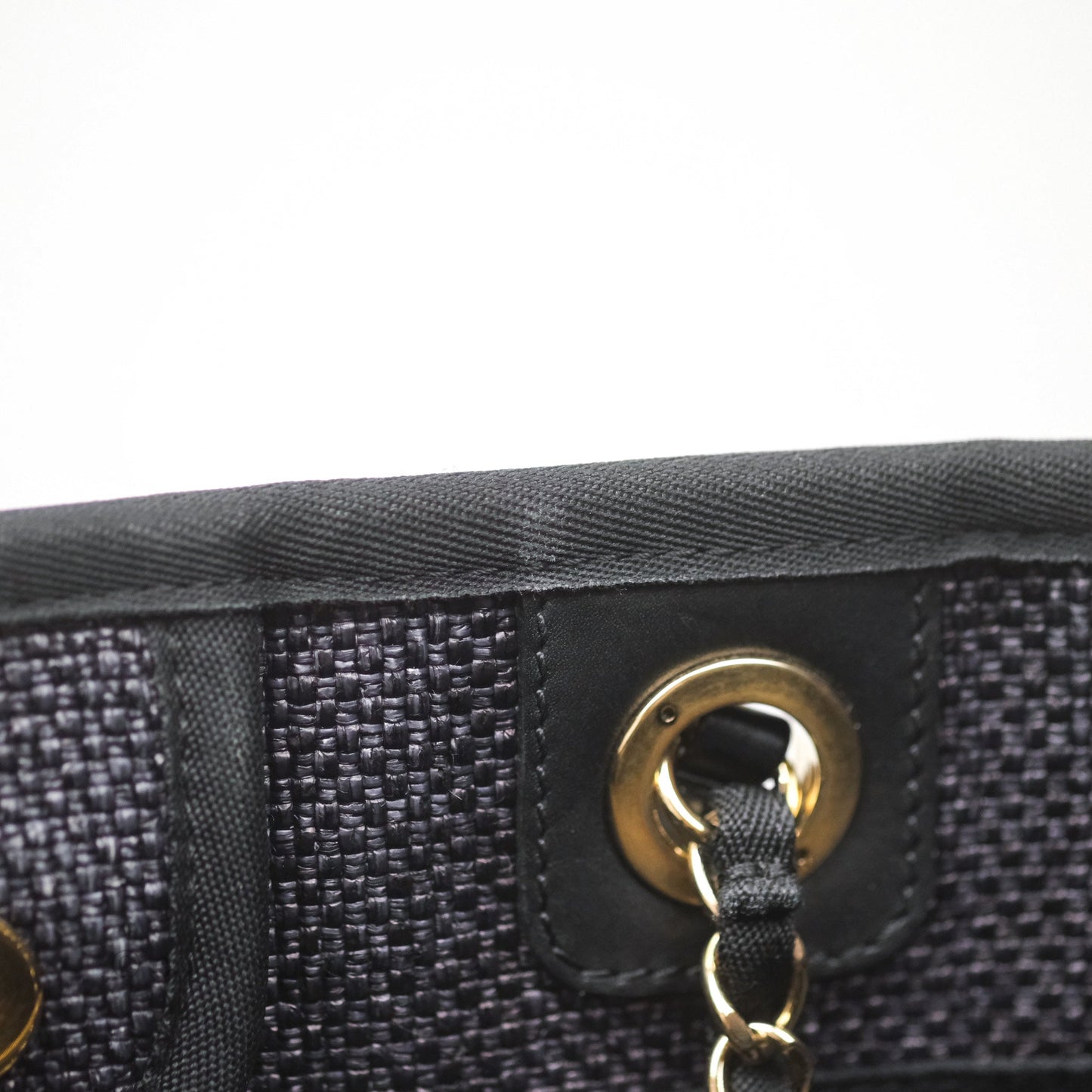 Chanel Medium Deauville Tote Black Canvas Gold Hardware