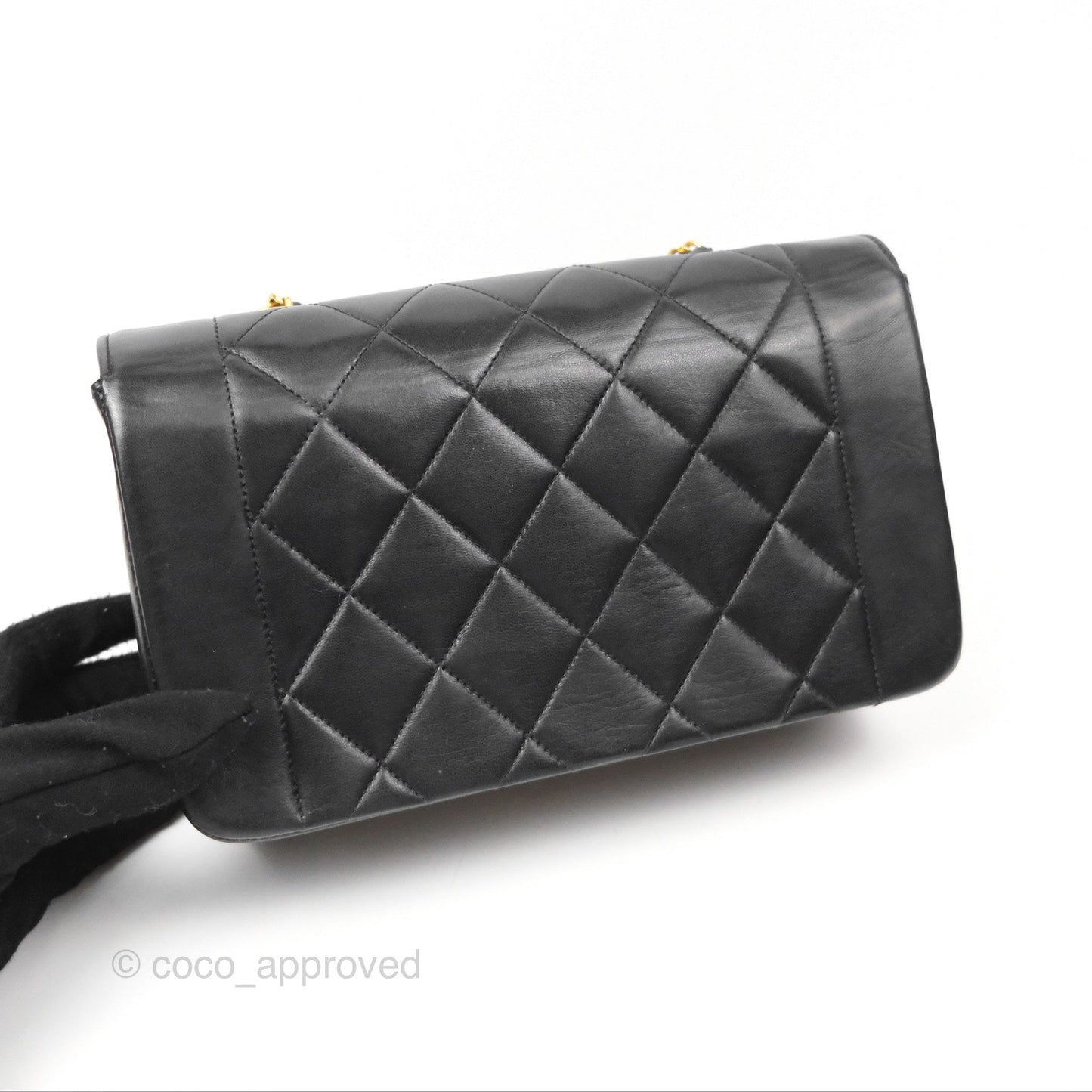 Chanel Vintage Small Quilted Classic Diana Flap Bag Black Lambskin 24K Gold Hardware