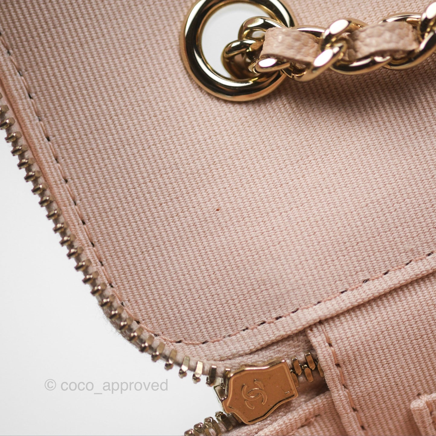 Chanel Vanity with Classic Chain Light Beige Caviar Gold Hardware 22C