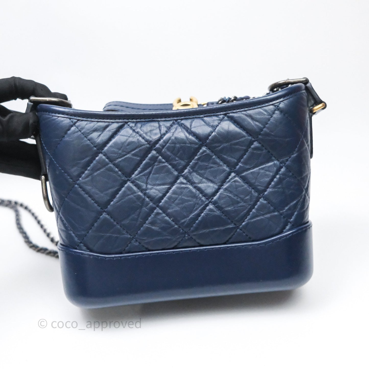 Chanel Quilted Small Gabrielle Hobo Navy Aged Calfskin Mixed Hardware