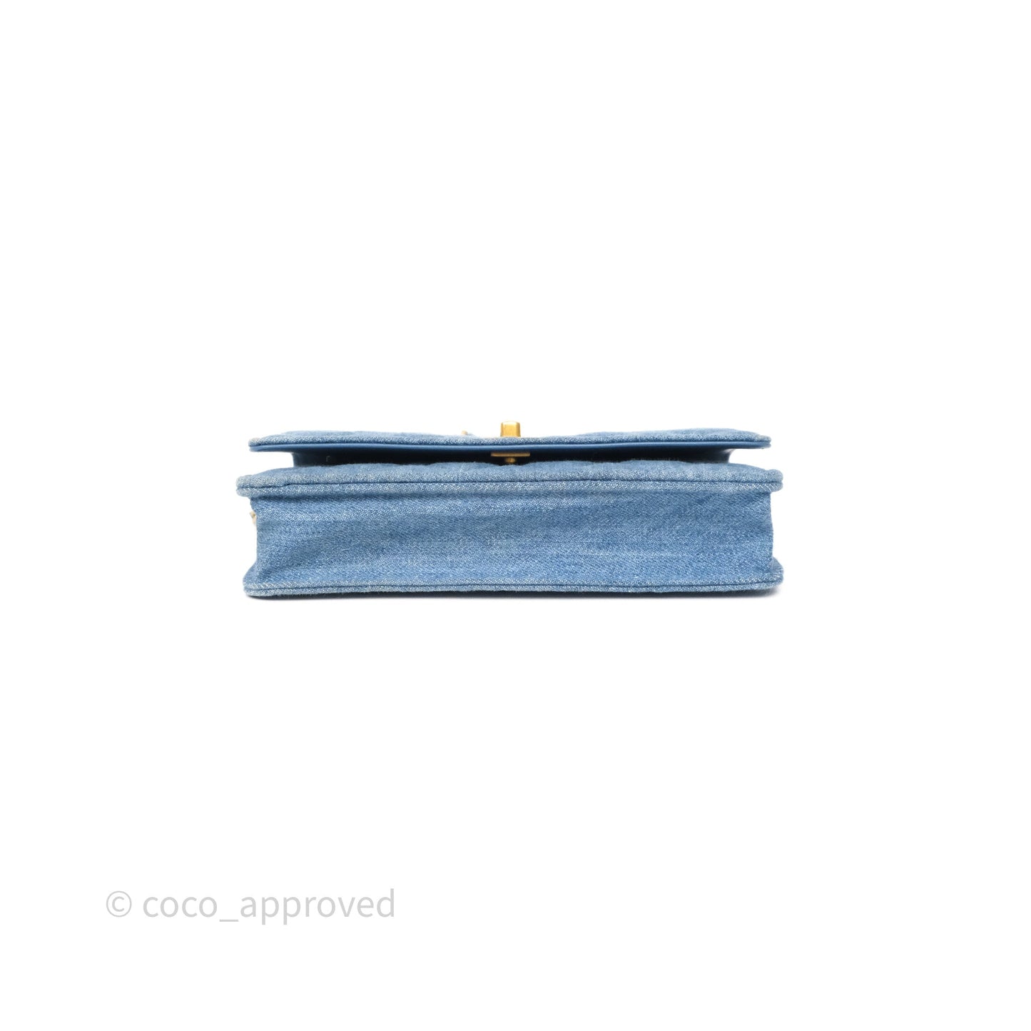 Chanel Quilted Pearl Crush Wallet on Chain WOC Denim Aged Gold Hardware