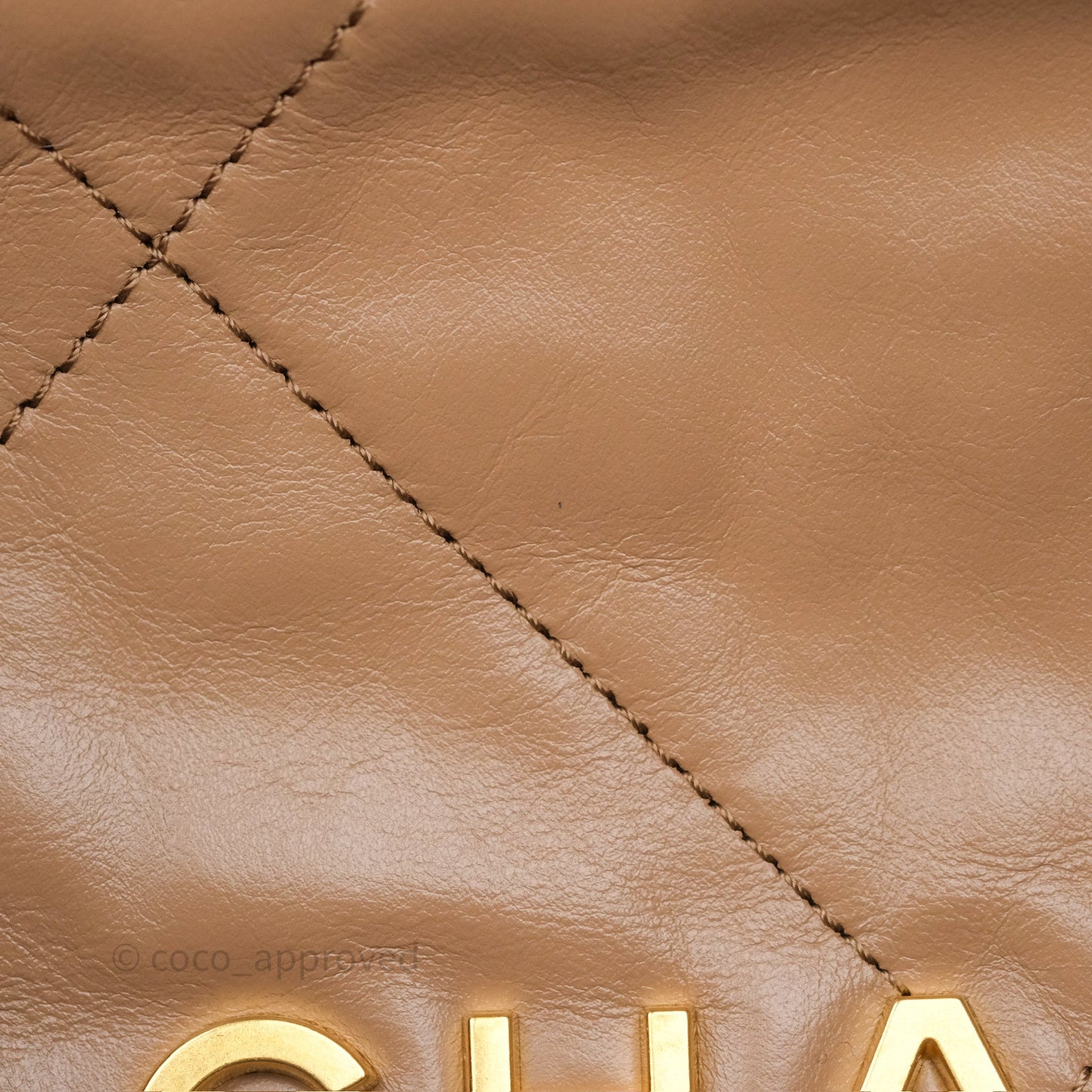 Chanel 22 Small Beige Shiny Calfskin Aged Gold Hardware
