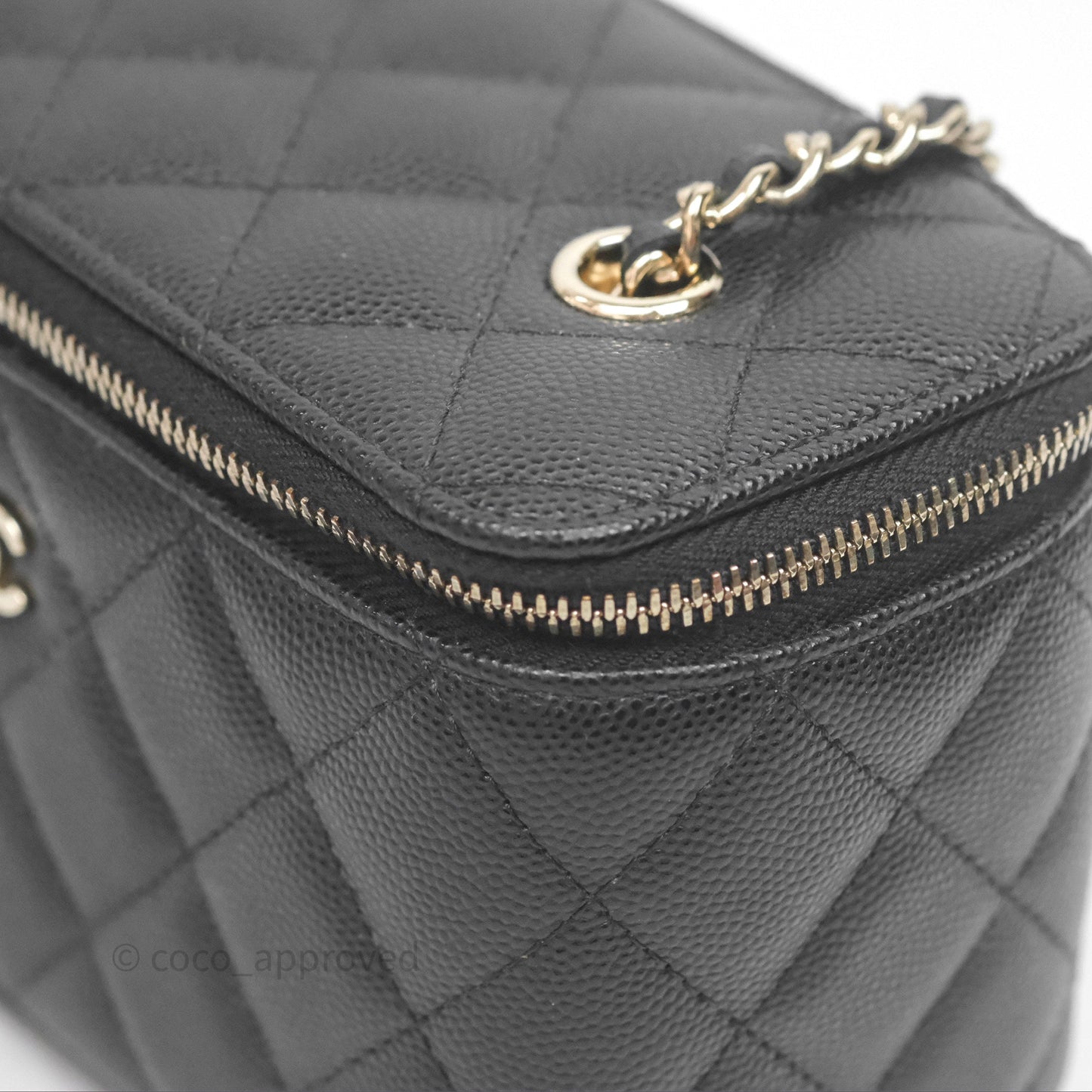 Chanel Vanity Rectangular With Chain Black Caviar Gold Hardware