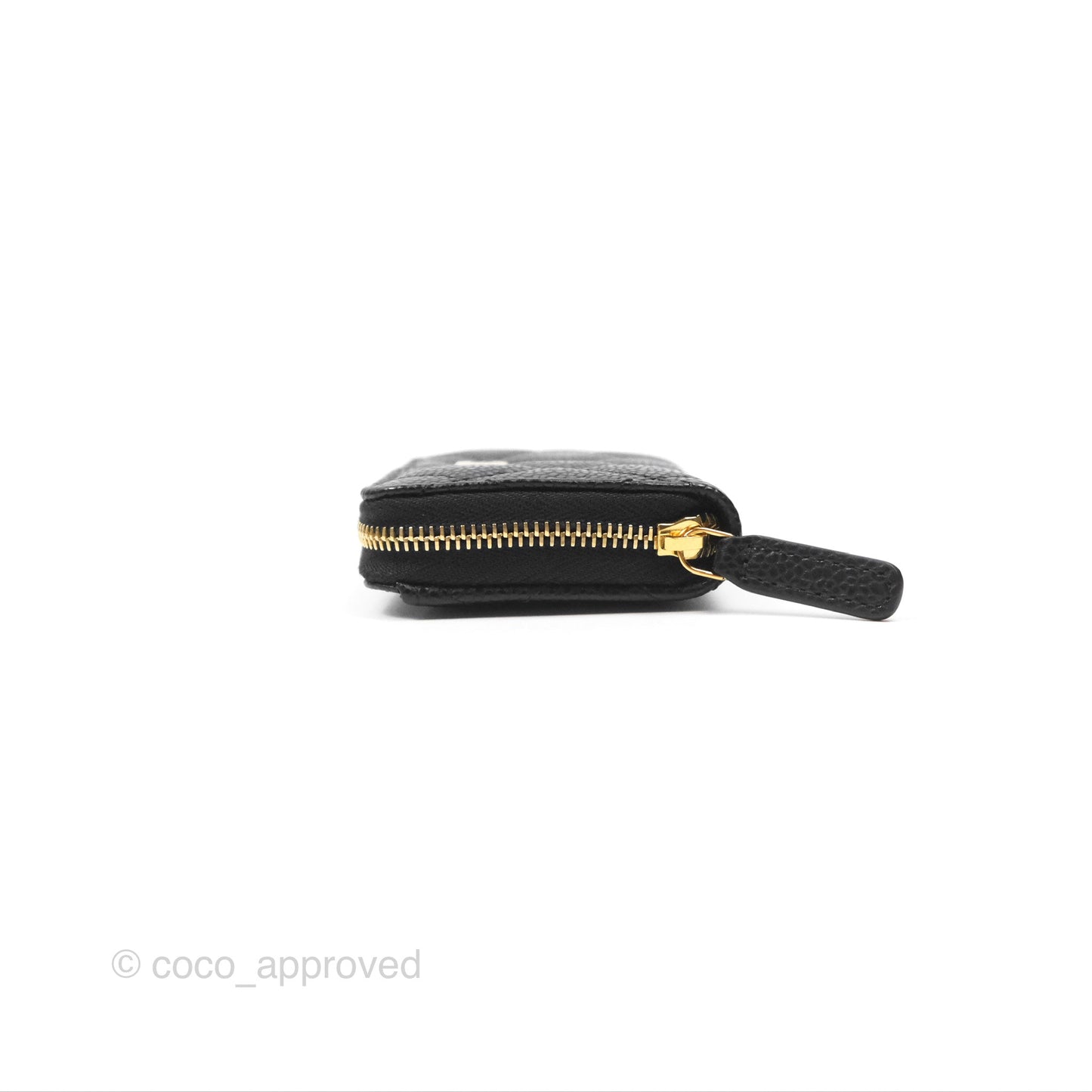 Chanel Quilted Zip Card Holder Black Caviar Gold Hardware