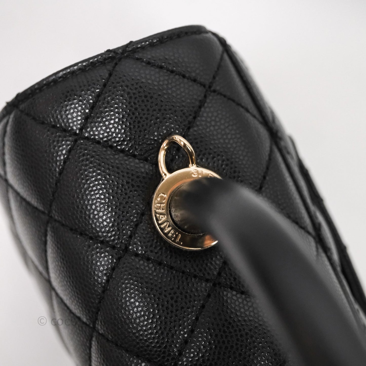 Chanel Small Quilted Coco Handle Black Caviar Gold Hardware