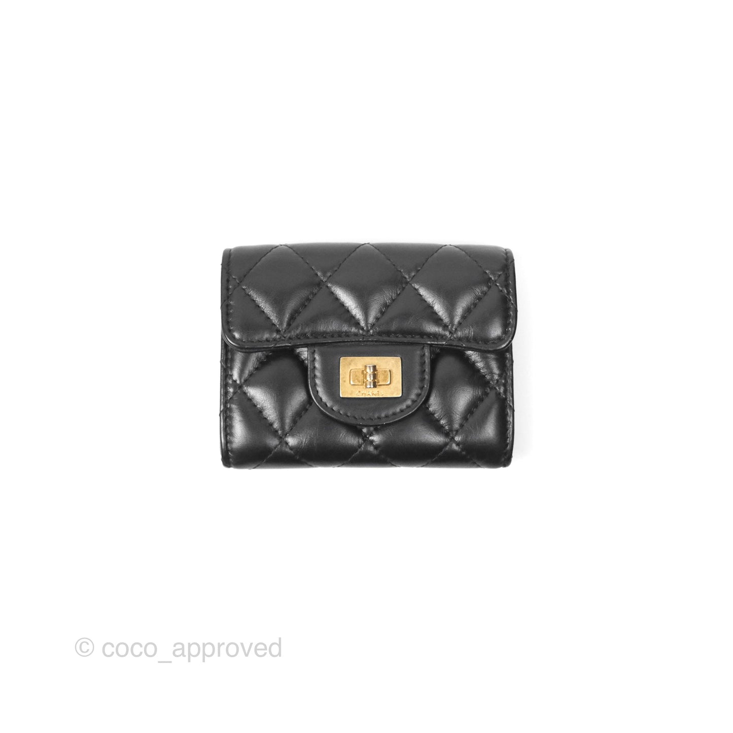 Chanel Reissue Card Holder Black Aged Calfskin Gold Hardware