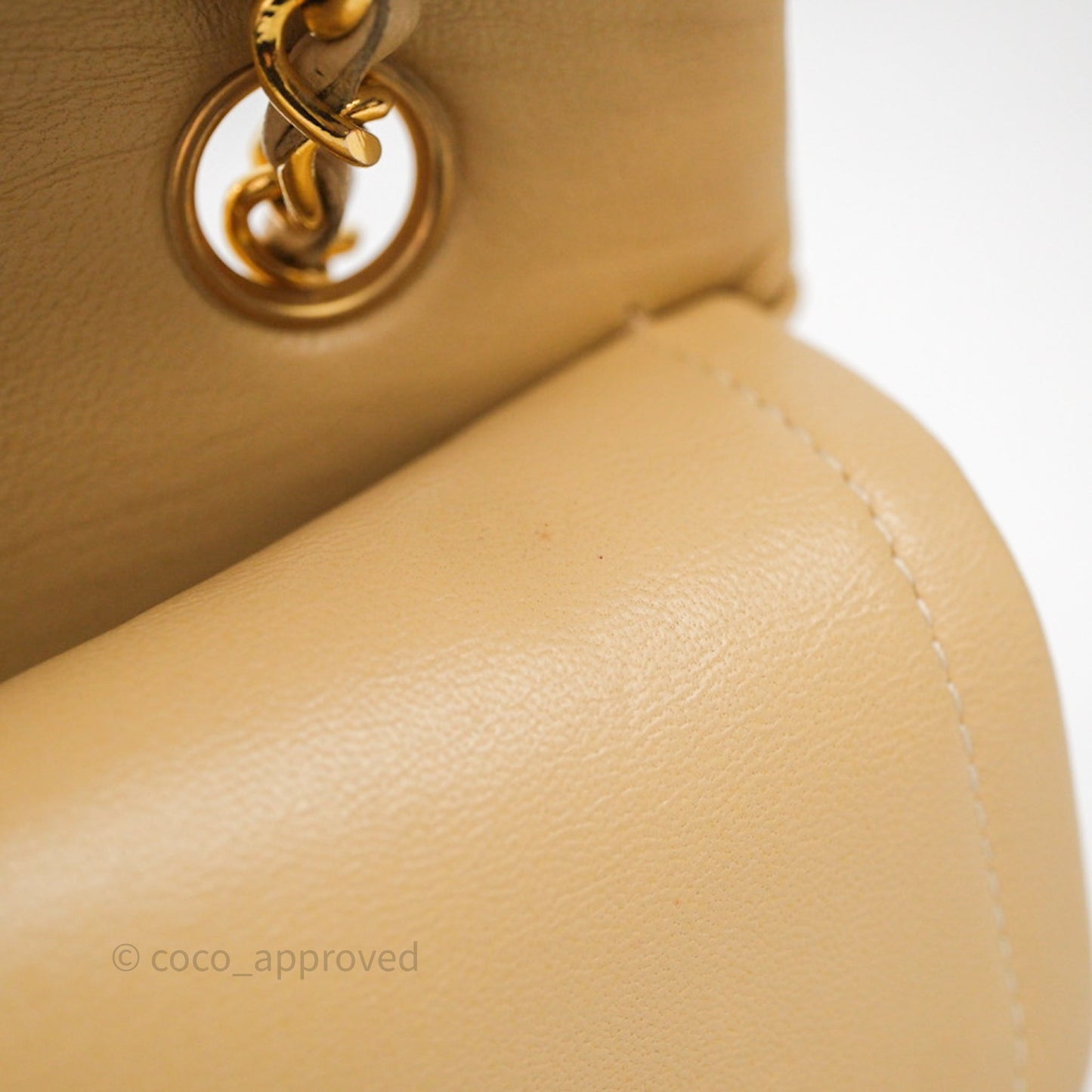 Chanel Vintage Small Classic Flap Beige Lambskin 24K Gold Hardware