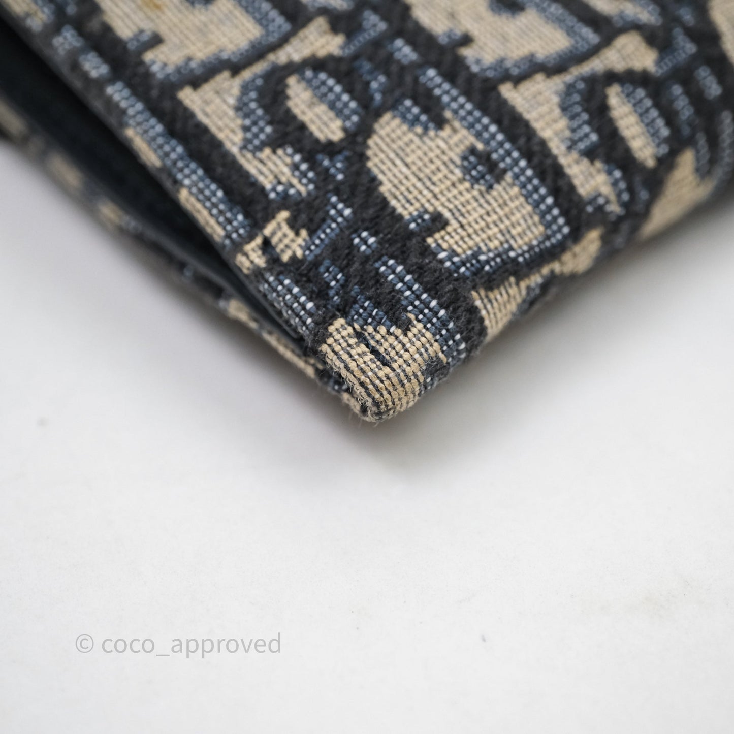 Christian Dior Small Saddle Pouch Wallet with Chain Blue Dior Oblique Jacquard
