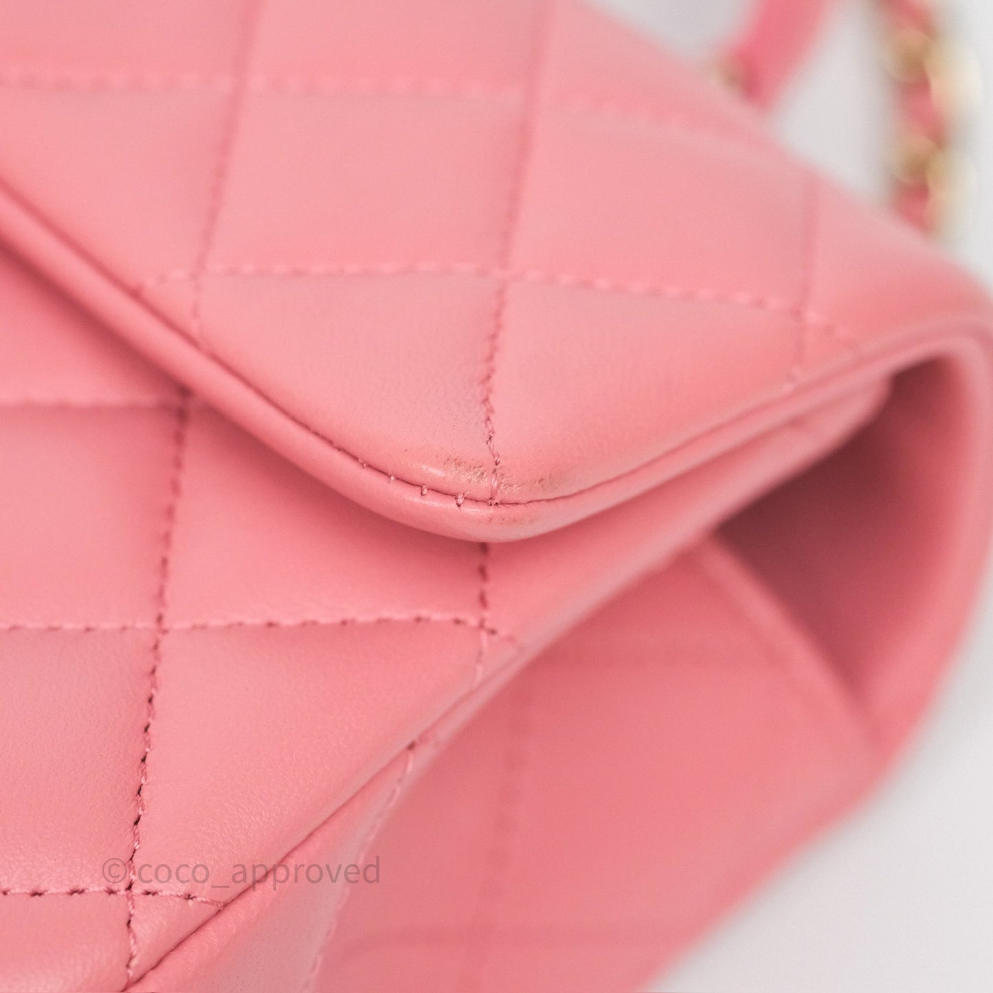 Chanel Top Handle Mini Rectangular Flap Pink Lambskin Gold Hardware