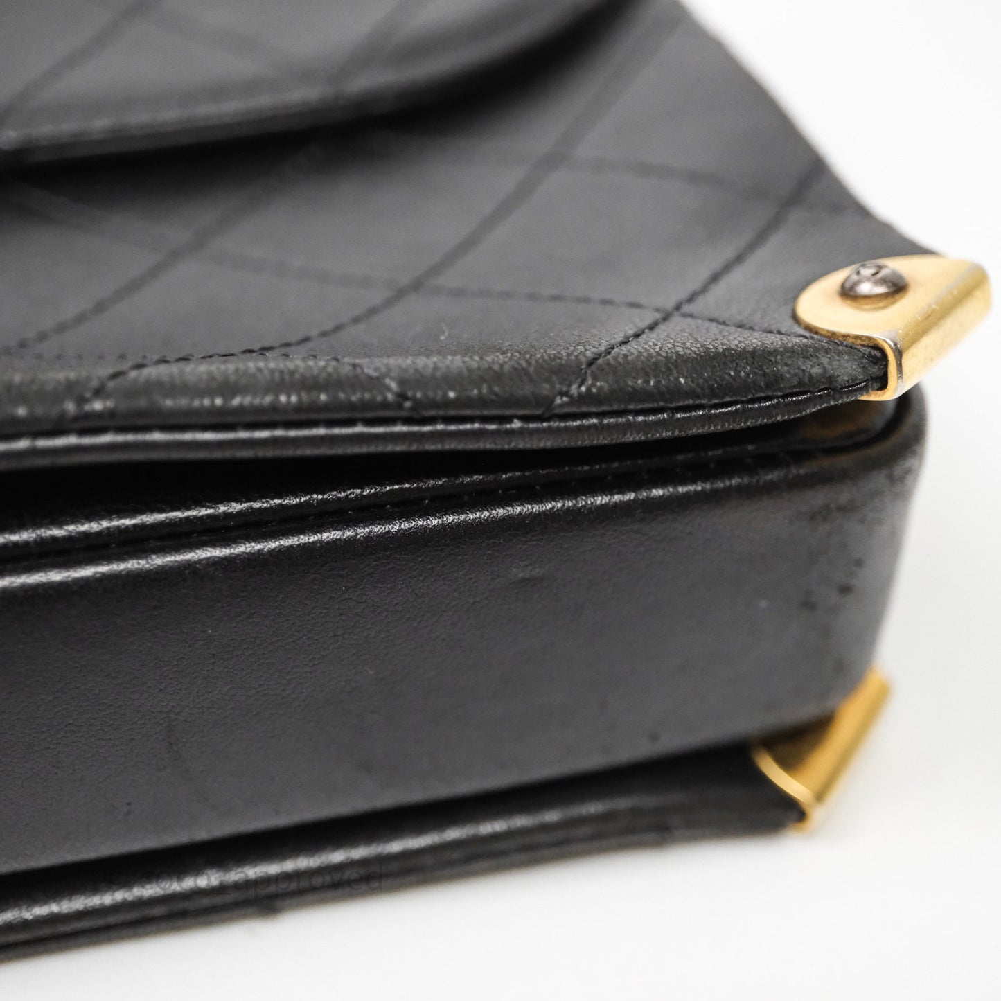 Chanel Quilted Flap Bag Black Calfskin Aged Gold Hardware