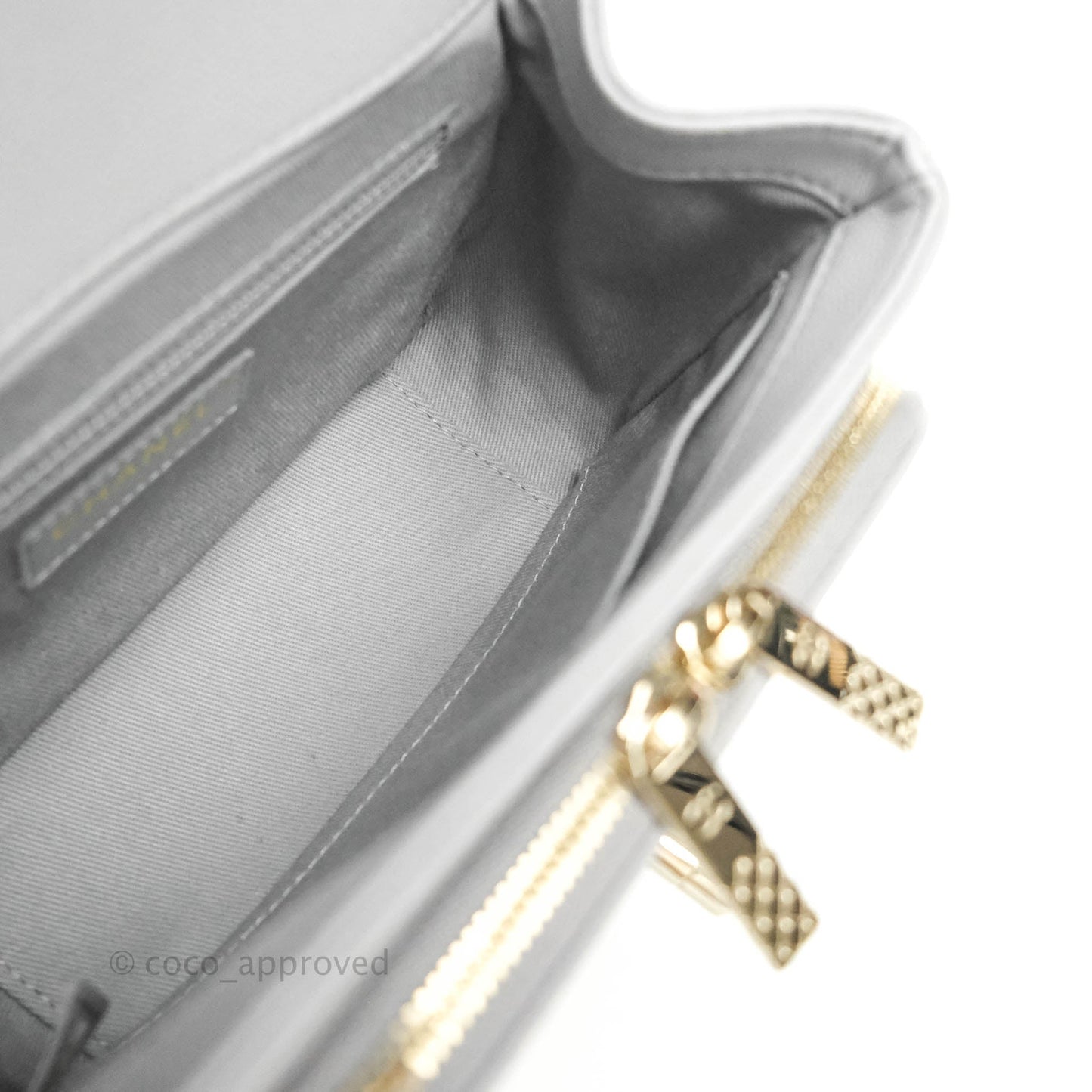 Chanel Quilted Small Business Affinity Flap Grey Caviar Gold Hardware