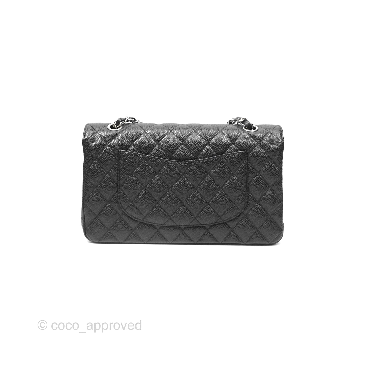Chanel Classic M/L Medium Flap Quilted Black Caviar Silver Hardware