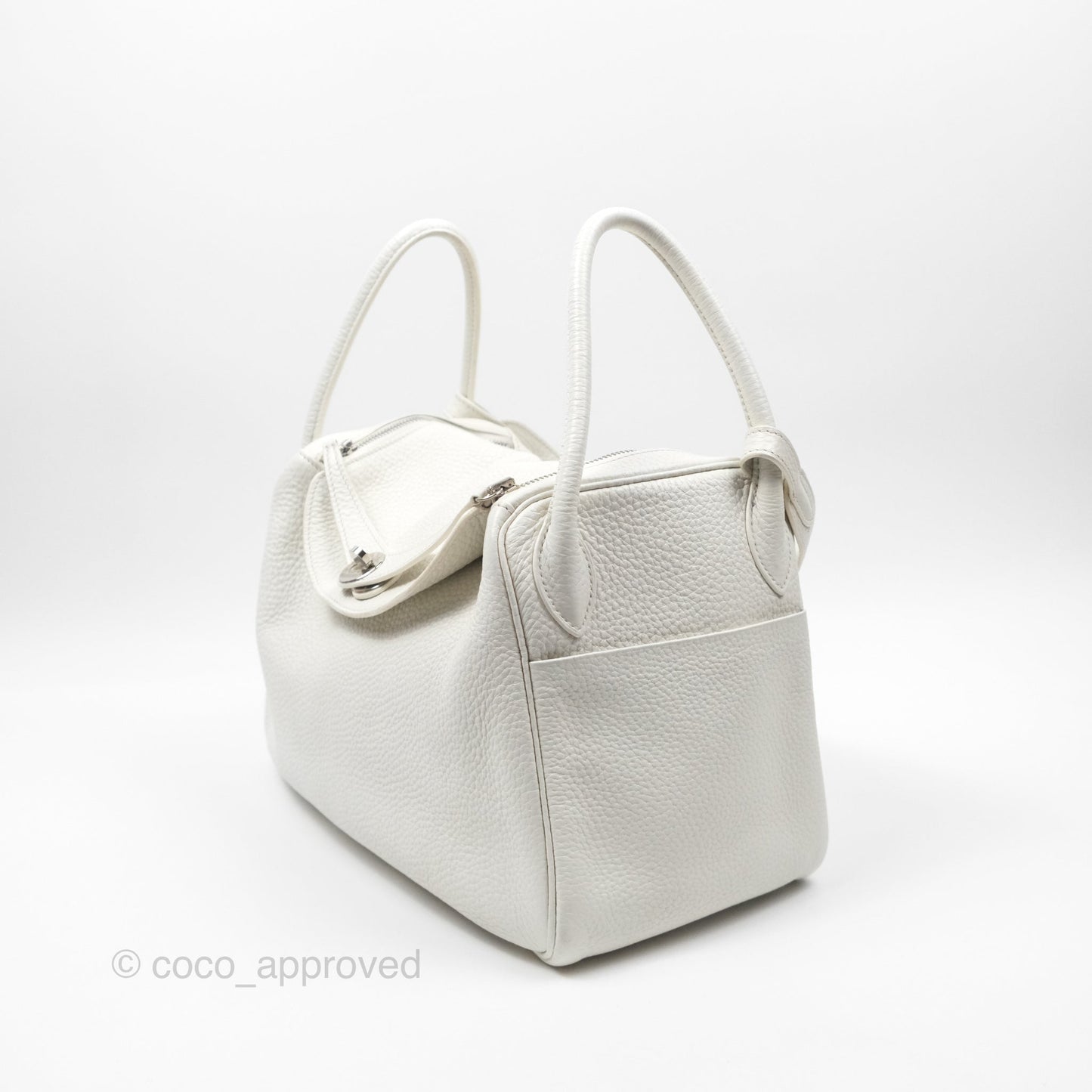 Hermès Lindy 30 White Clemence Palladium Hardware