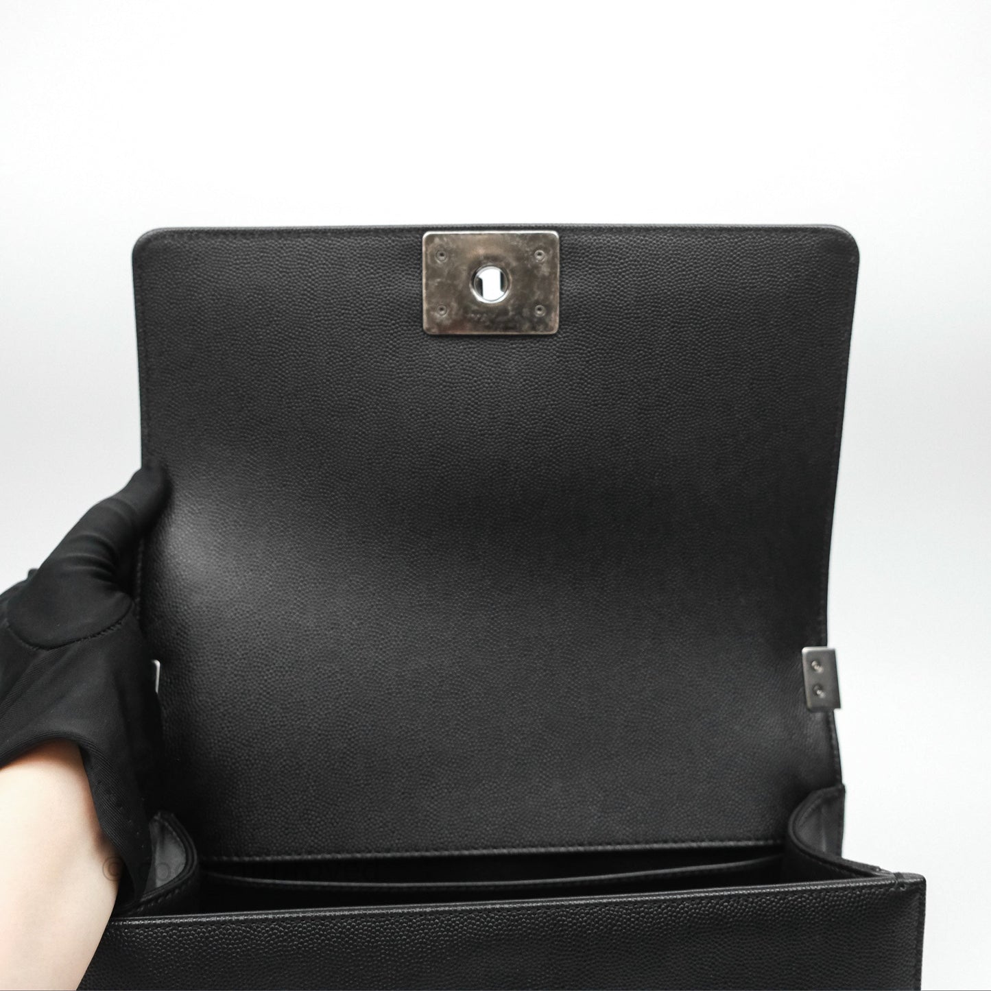 Chanel Medium Boy Quilted Black Caviar Ruthenium Hardware