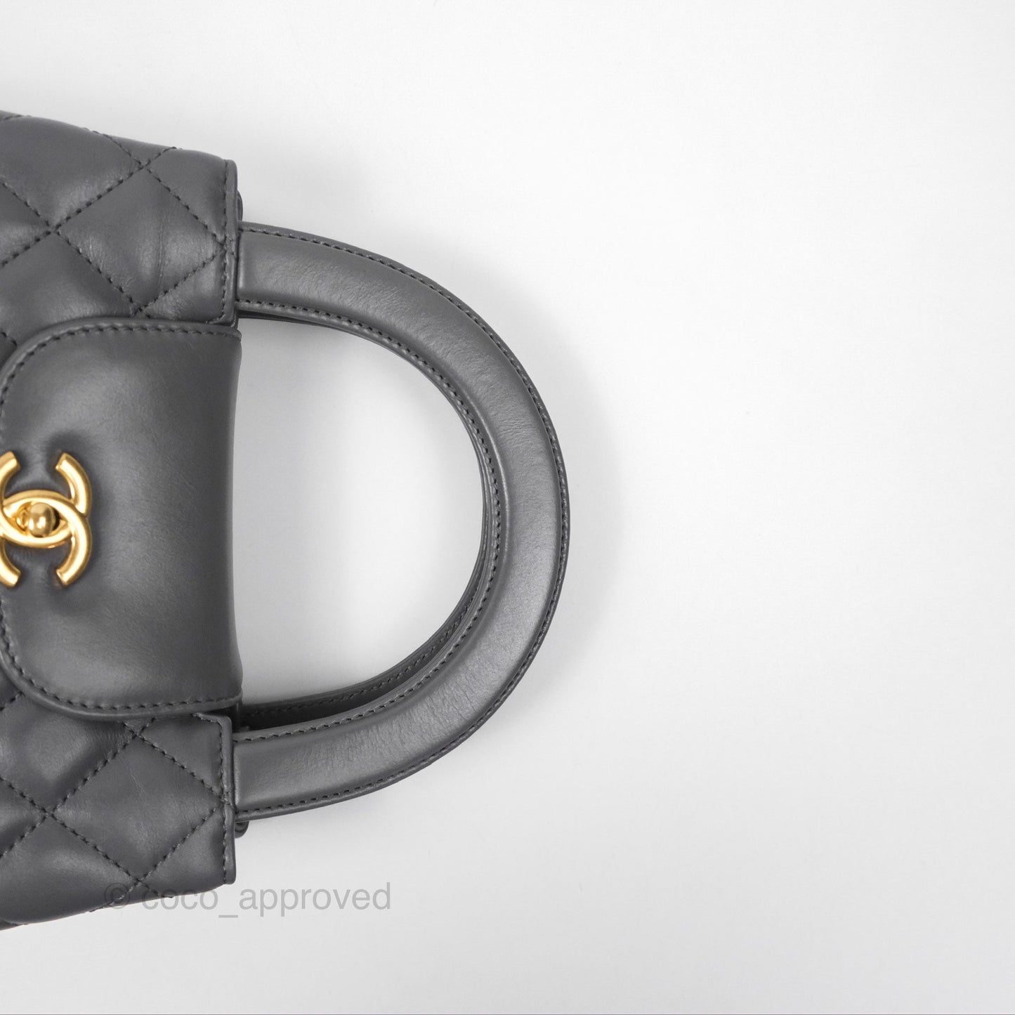 Chanel Kelly Bag Quilted Grey Shiny Calfskin Aged Gold Hardware