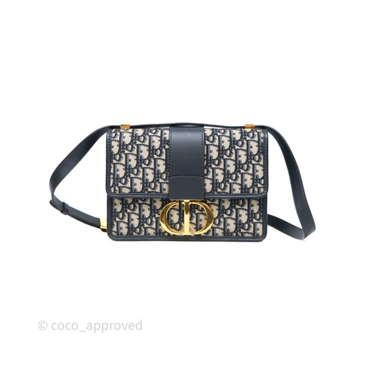Christian Dior Small 30 Montaigne Bag Blue Dior Oblique Jacquard