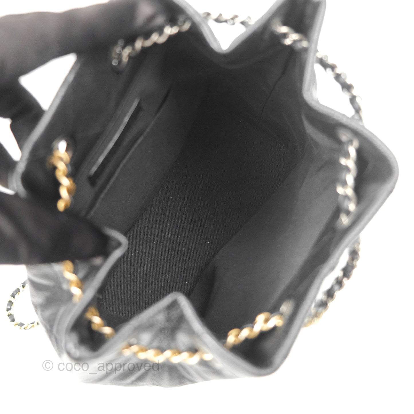 Chanel Small Gabrielle Backpack Black Patent Goatskin