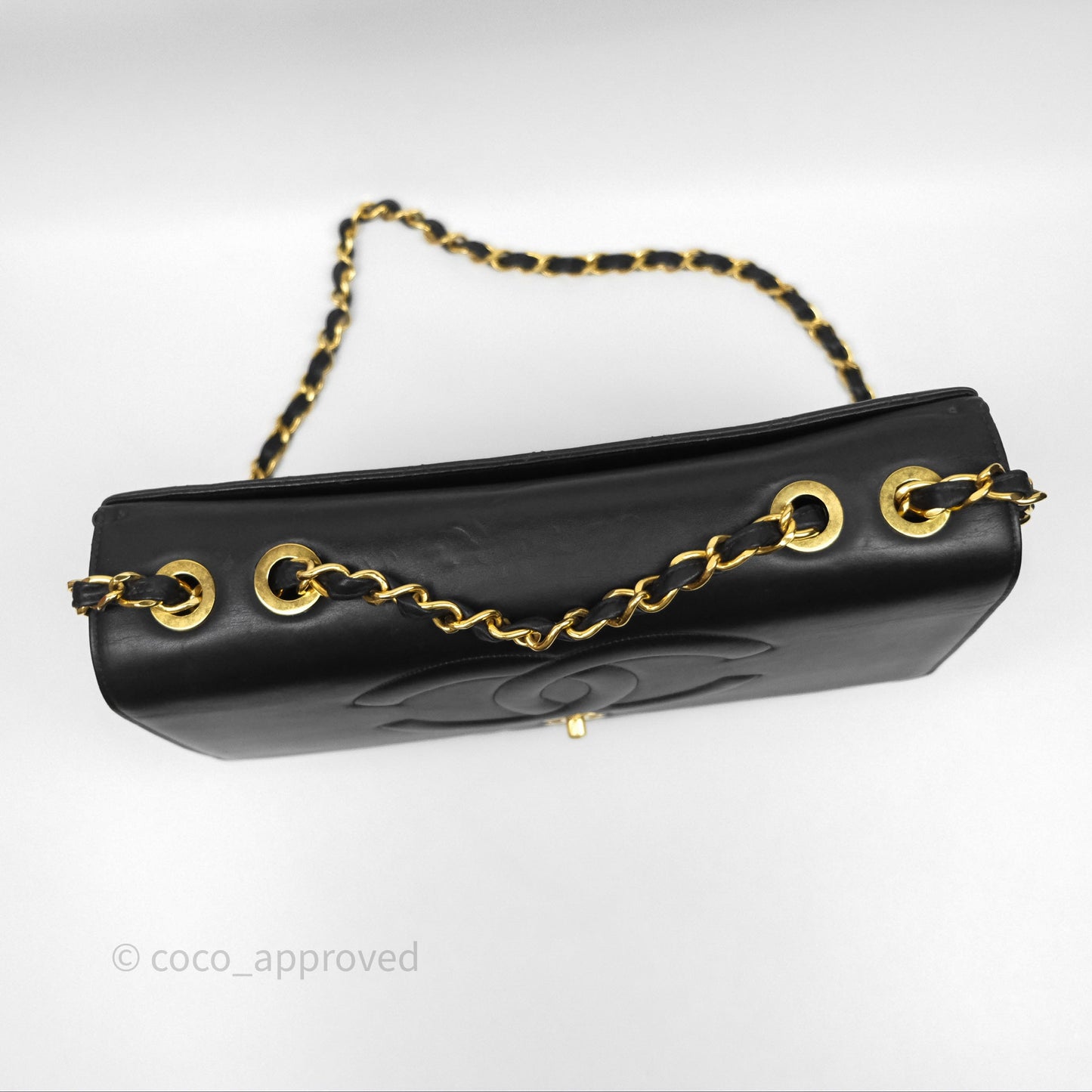 Chanel Vintage Maxi Quilted CC Flap Bag Black Lambskin Gold Hardware