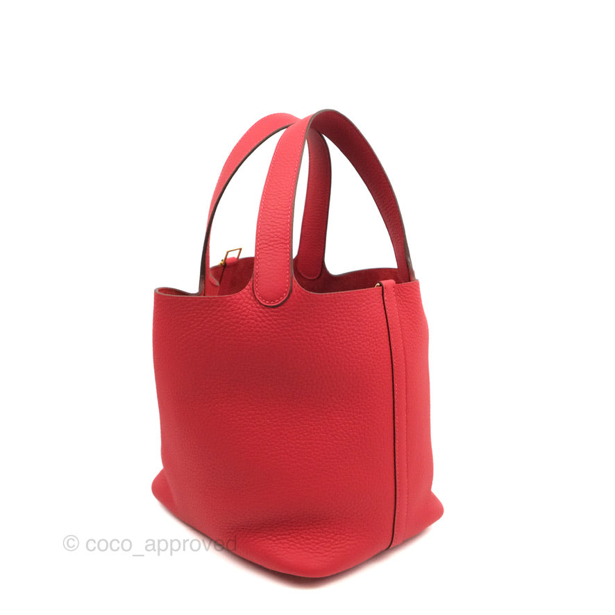 Hermès Picotin 22 Red Rouge Clemence Gold Hardware