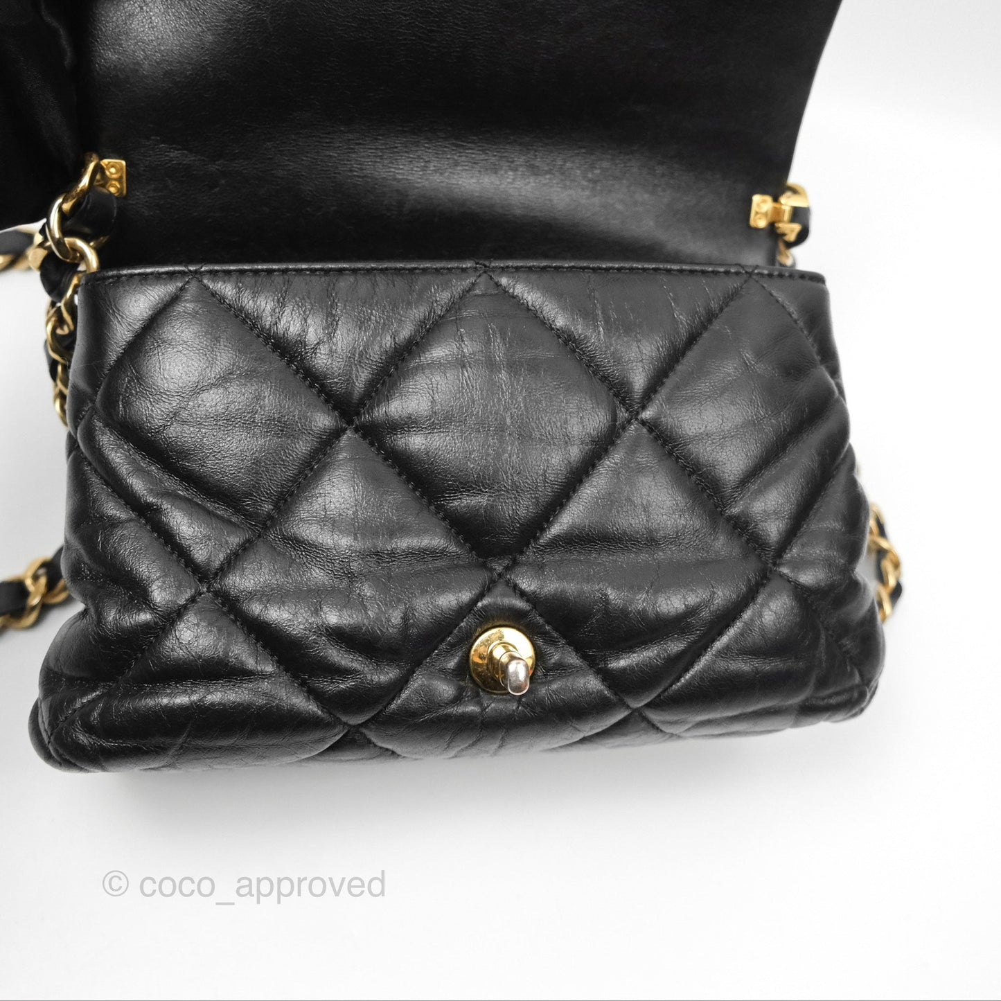 Chanel Chain Handle Flap Bag Black Goatskin Gold Hardware