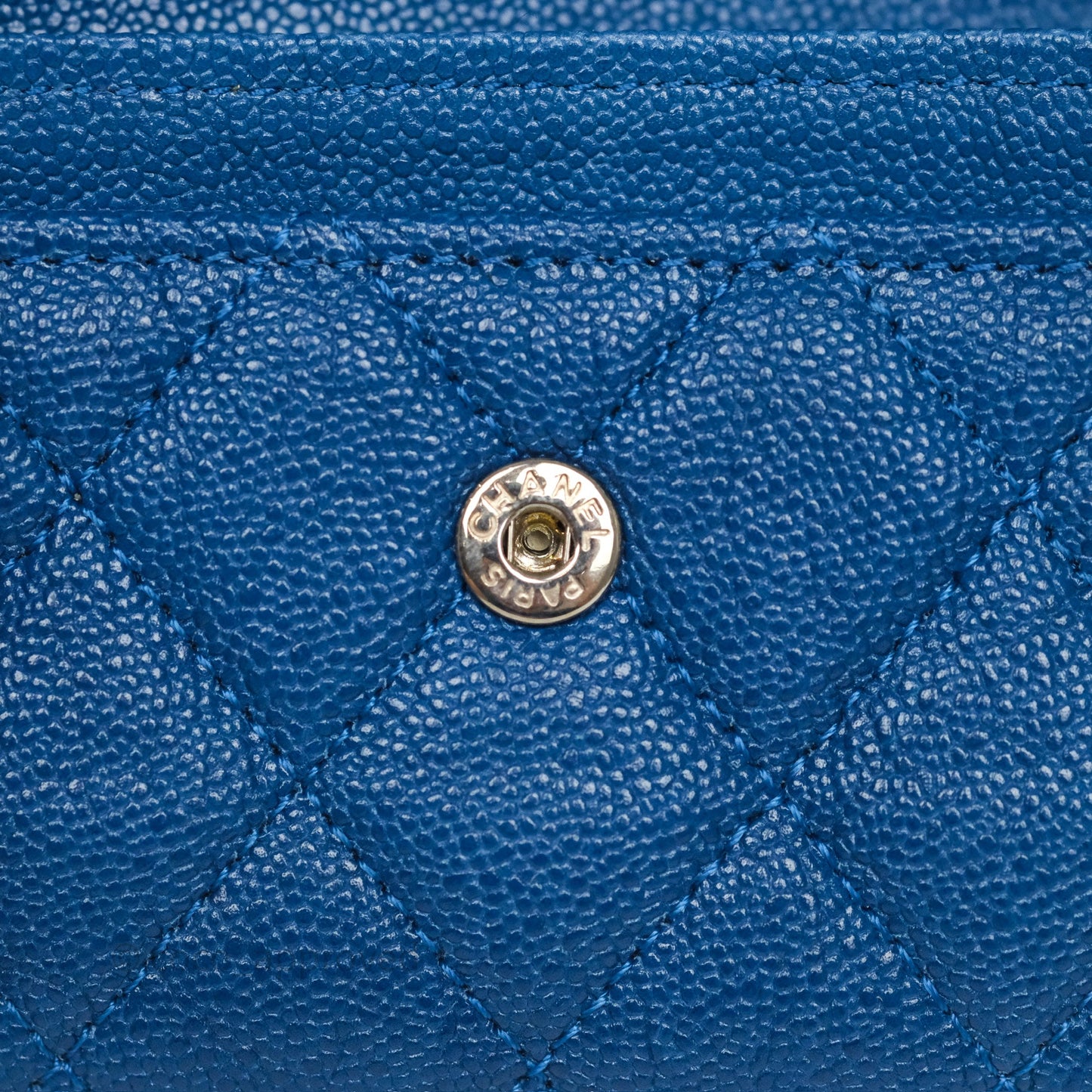Chanel Quilted Boy Flap Card Holder Blue Caviar Silver Hardware