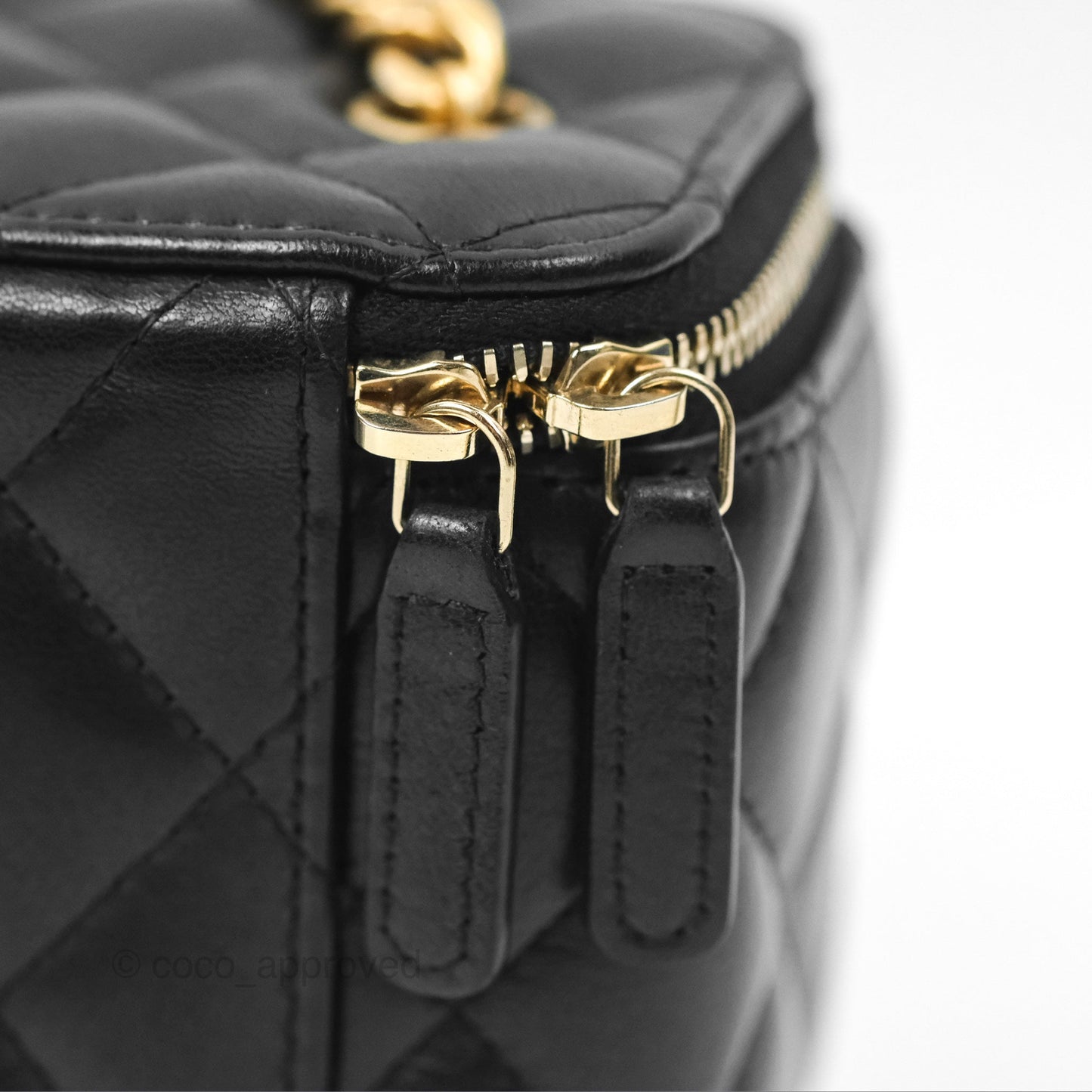 Chanel All Slide Vanity with Adjustable Chain Black Lambskin Aged Gold Hardware