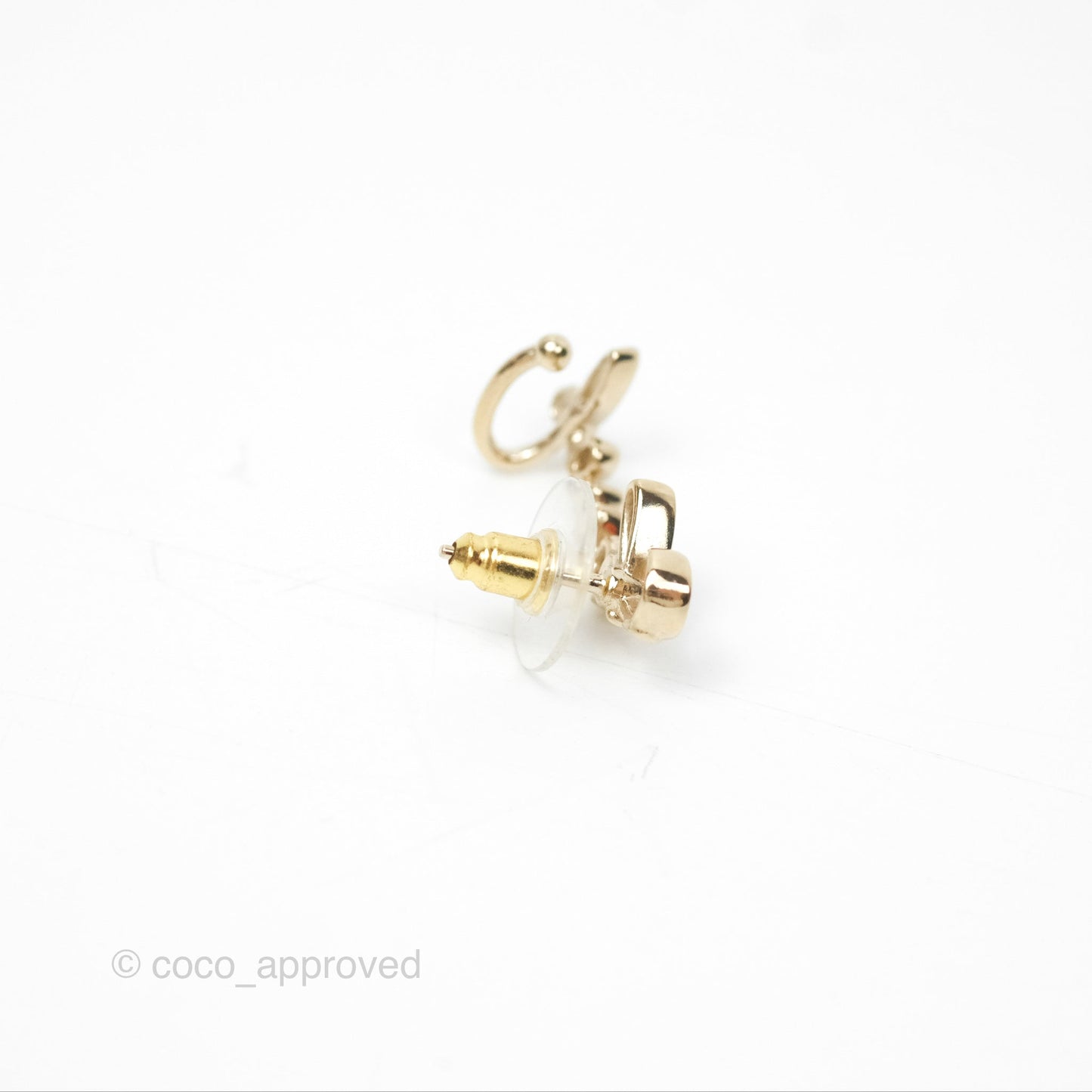 Chanel CC Coco Crystal Earrings Ear Clip Gold Tone 23V
