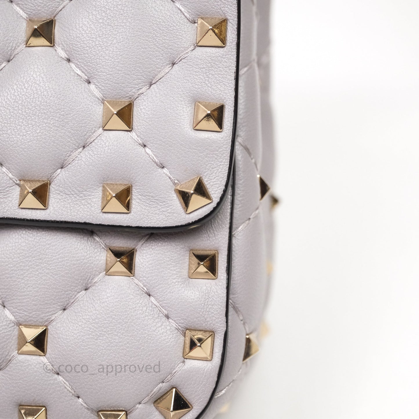 Valentino Small Nappa Rockstud Spike Bag Grey Gold Hardware