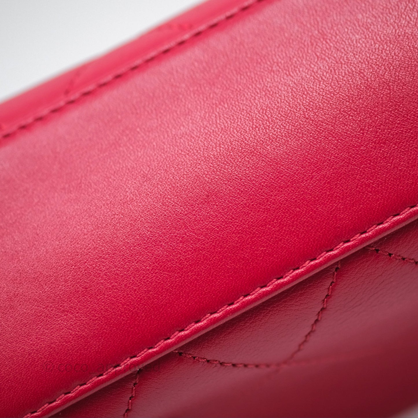 Chanel Quilted Flap Bag  with Pearl Logo Top Handle Red Lambskin Aged Gold Hardware