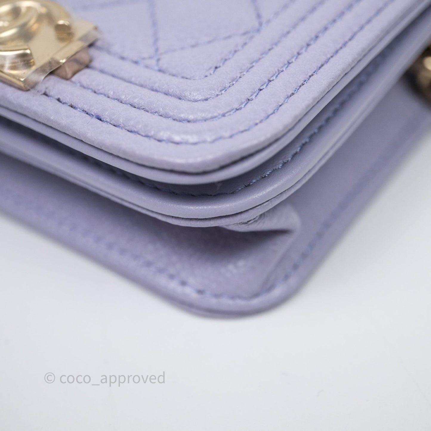 Chanel Quilted Boy Belt Bag Purple Caviar Gold Hardware