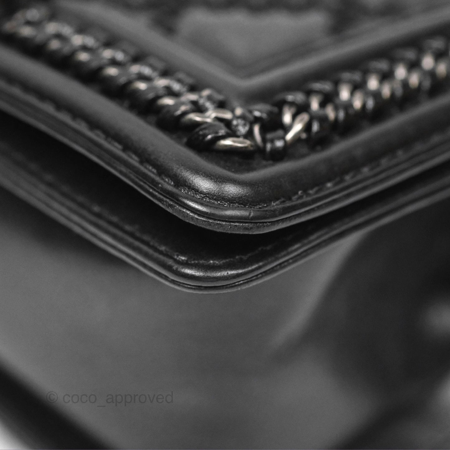 Chanel Small Chain Around Top Handle Boy Black Calfskin Ruthenium Hardware