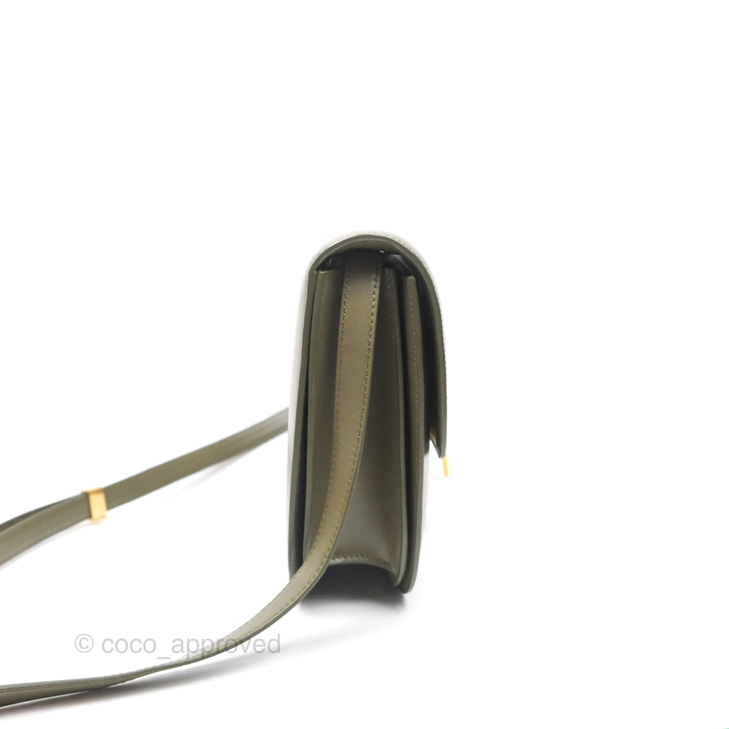 Celine Medium Classic Box Flap Dark Olive Green Box Calfskin Gold Hardware