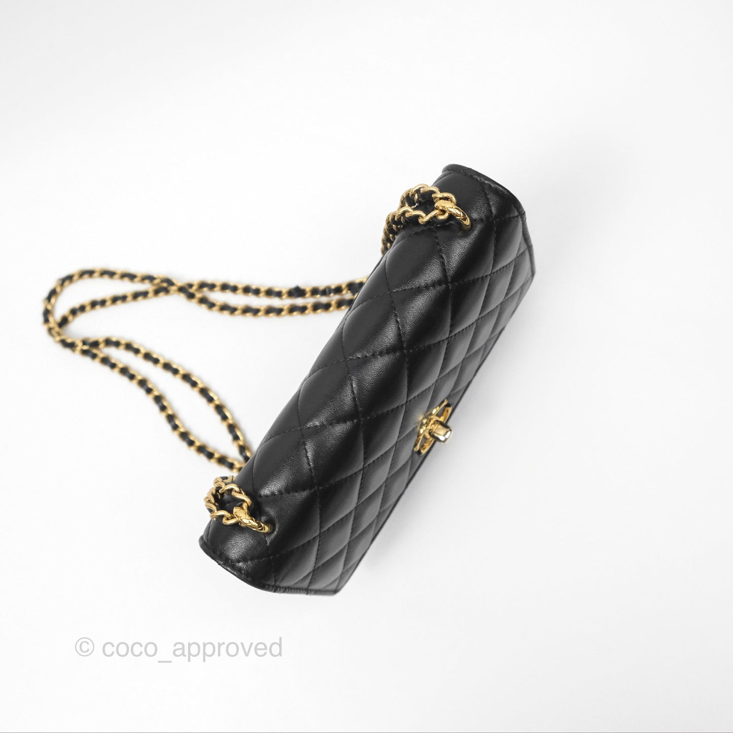 Chanel Quilted Dynasty Wallet on Chain WOC Black Shiny Lambskin Gold Hardware