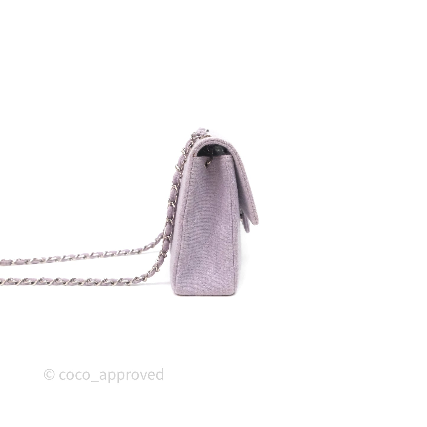 Chanel Medium Single Jersey Flap Bag Purple Silver Hardware