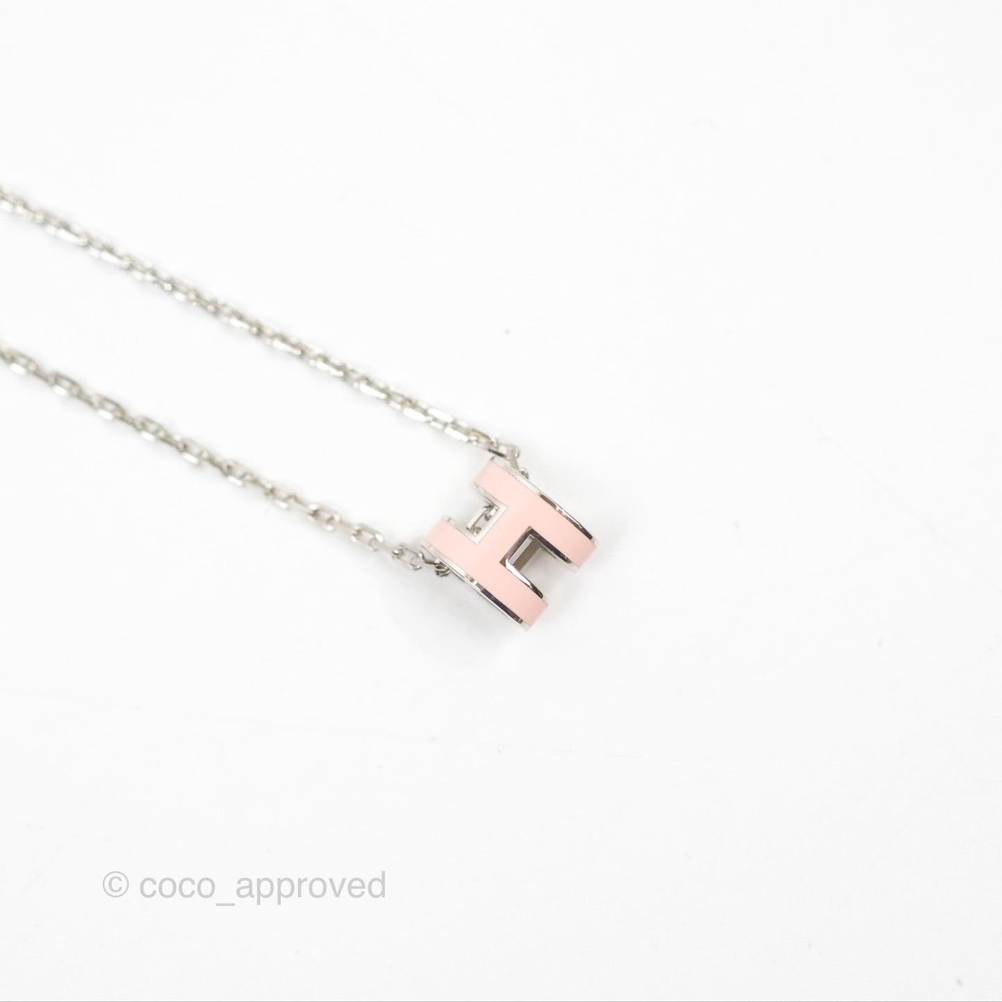 Hermès Mini Pop H Rose Dragee Pendant Necklace Palladium Hardware