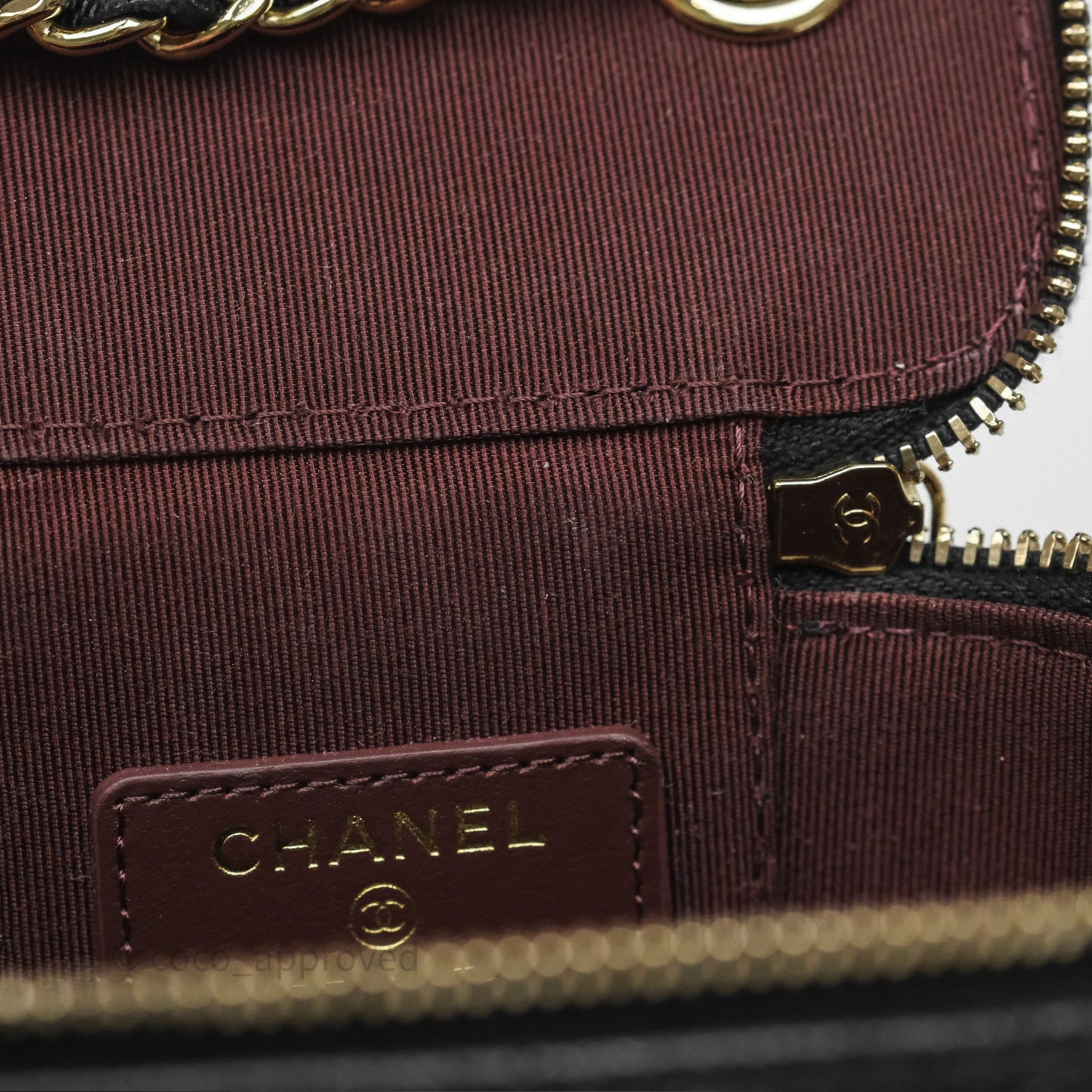 Chanel Mini Vanity With Chain Black Caviar Gold Hardware