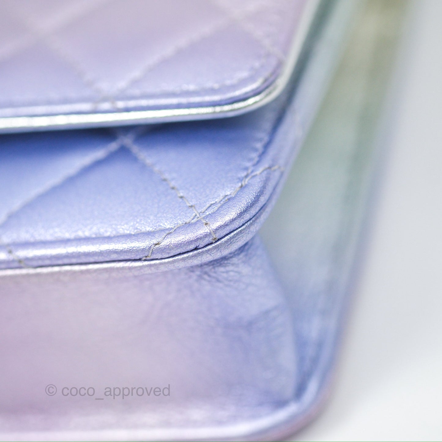 Chanel Classic Quilted Wallet on Chain WOC Iridescent Rainbow Calfskin 21K