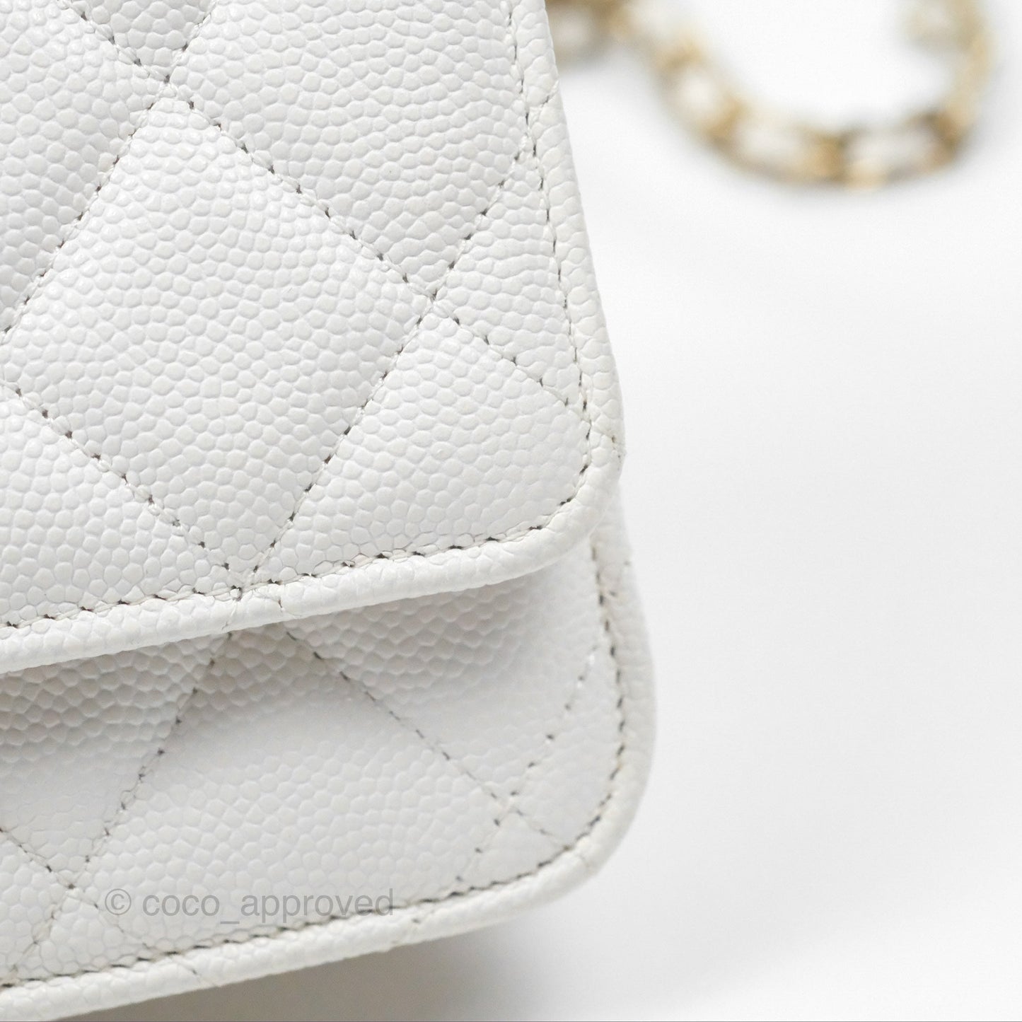 Chanel Quilted Classic Wallet on Chain WOC White Caviar Gold Hardware