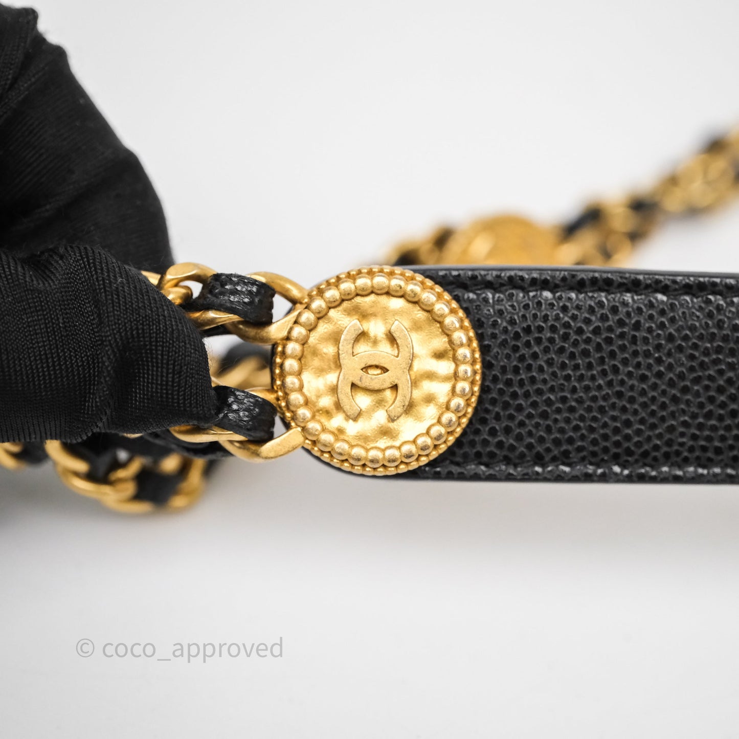 Chanel Quilted CC Coins Purse Chain Camera Case Black Caviar Aged Gold Hardware