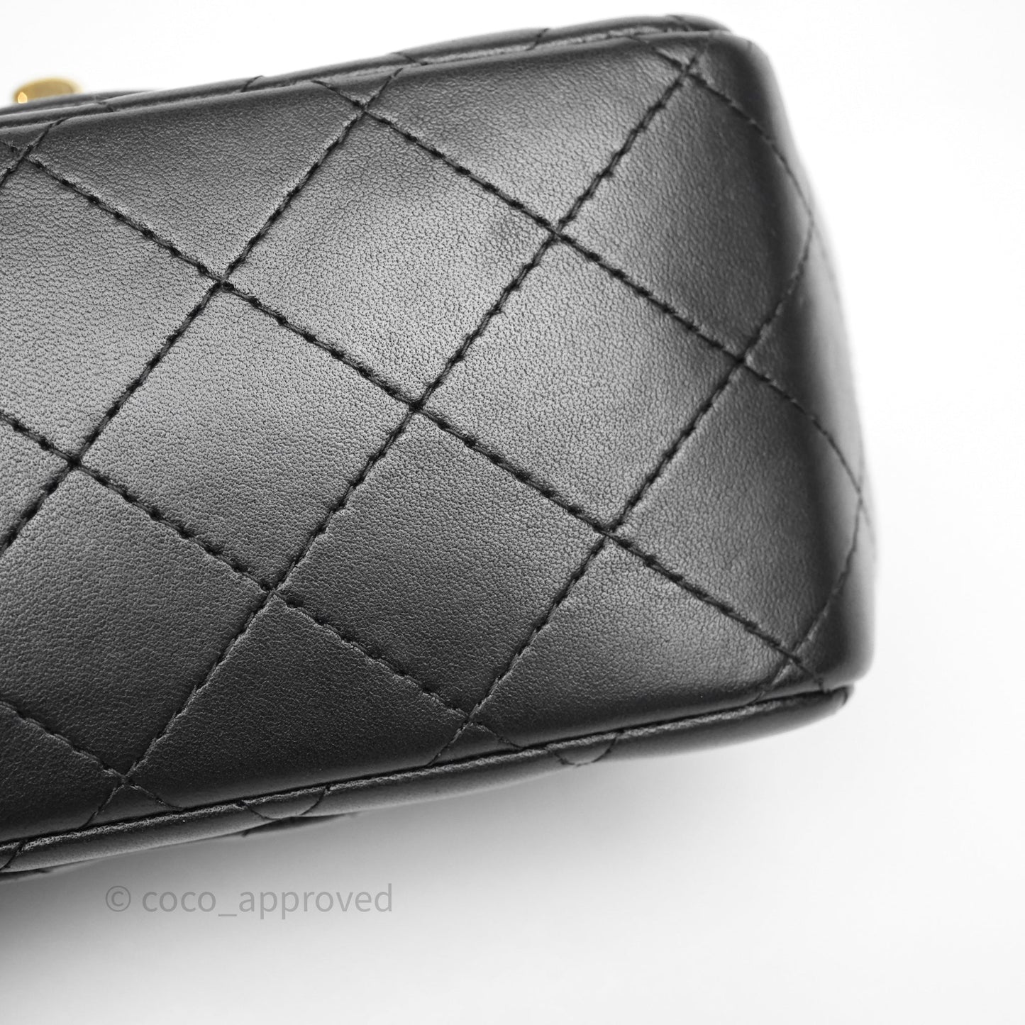 Chanel Mini Square Quilted Black Lambskin Gold Hardware