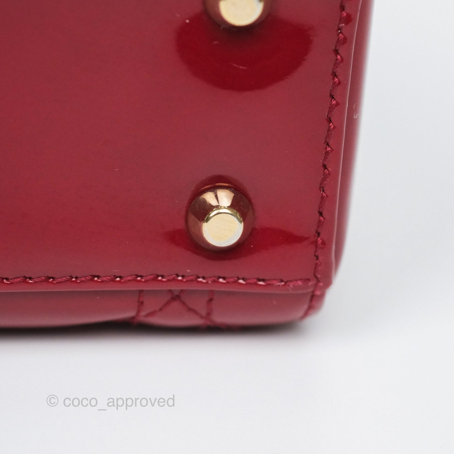 Christian Dior Mini Lady Dior Red Patent Cannage Gold Hardware