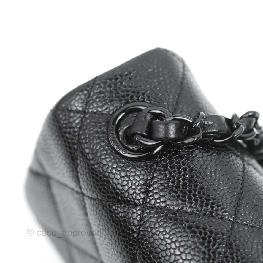 Chanel Quilted Mini Square Flap Bag So Black Caviar Incognito