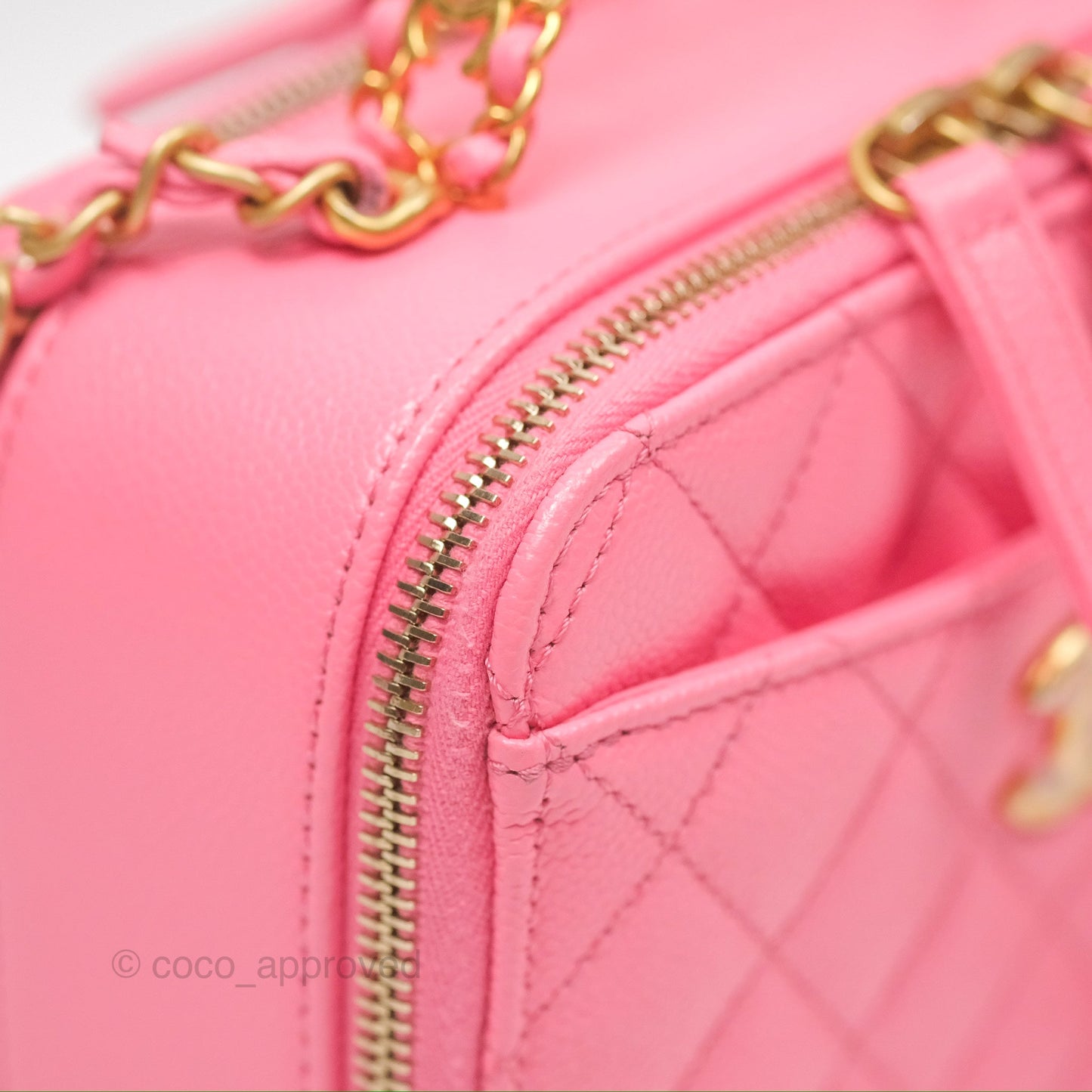 Chanel Caviar Quilted Pick Me Up Small Vanity Case Hot Pink