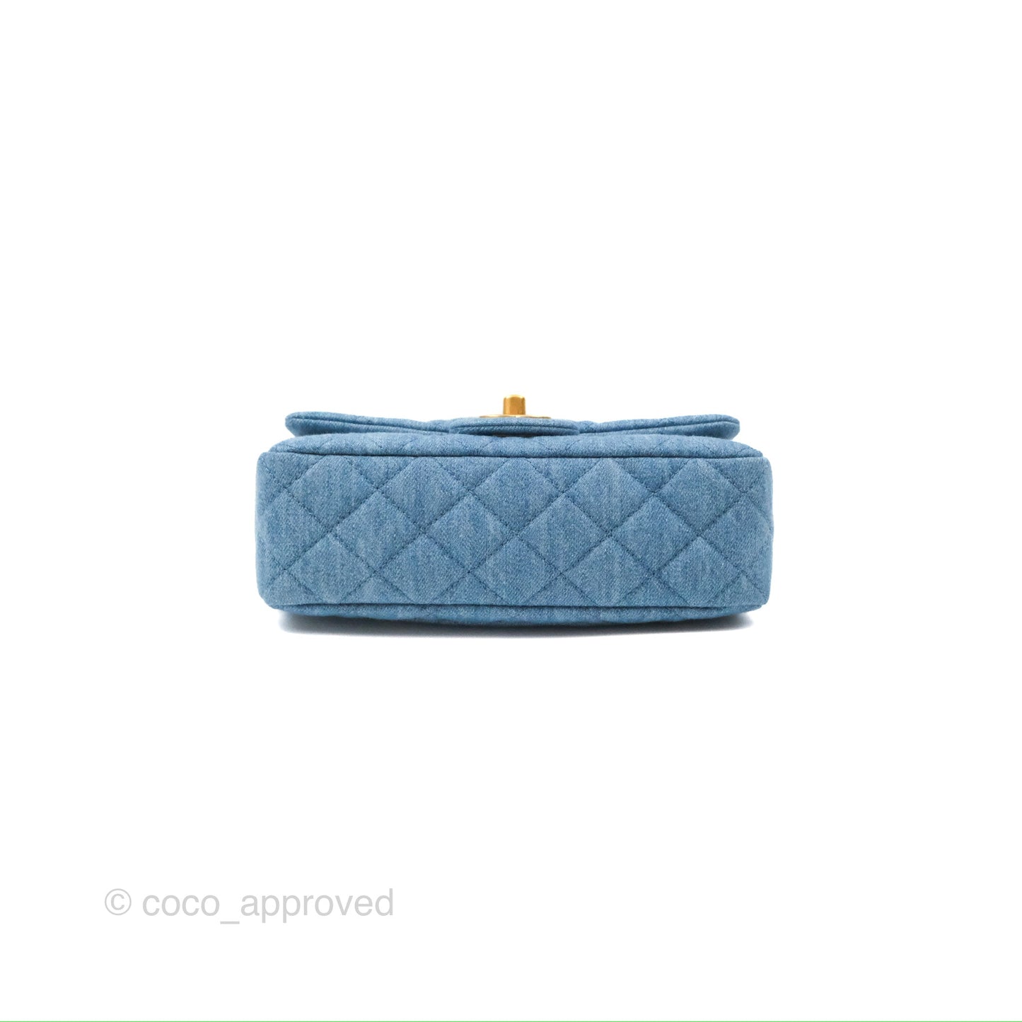 Chanel Mini Rectangular Pearl Crush Quilted Denim Aged Gold Hardware 22C
