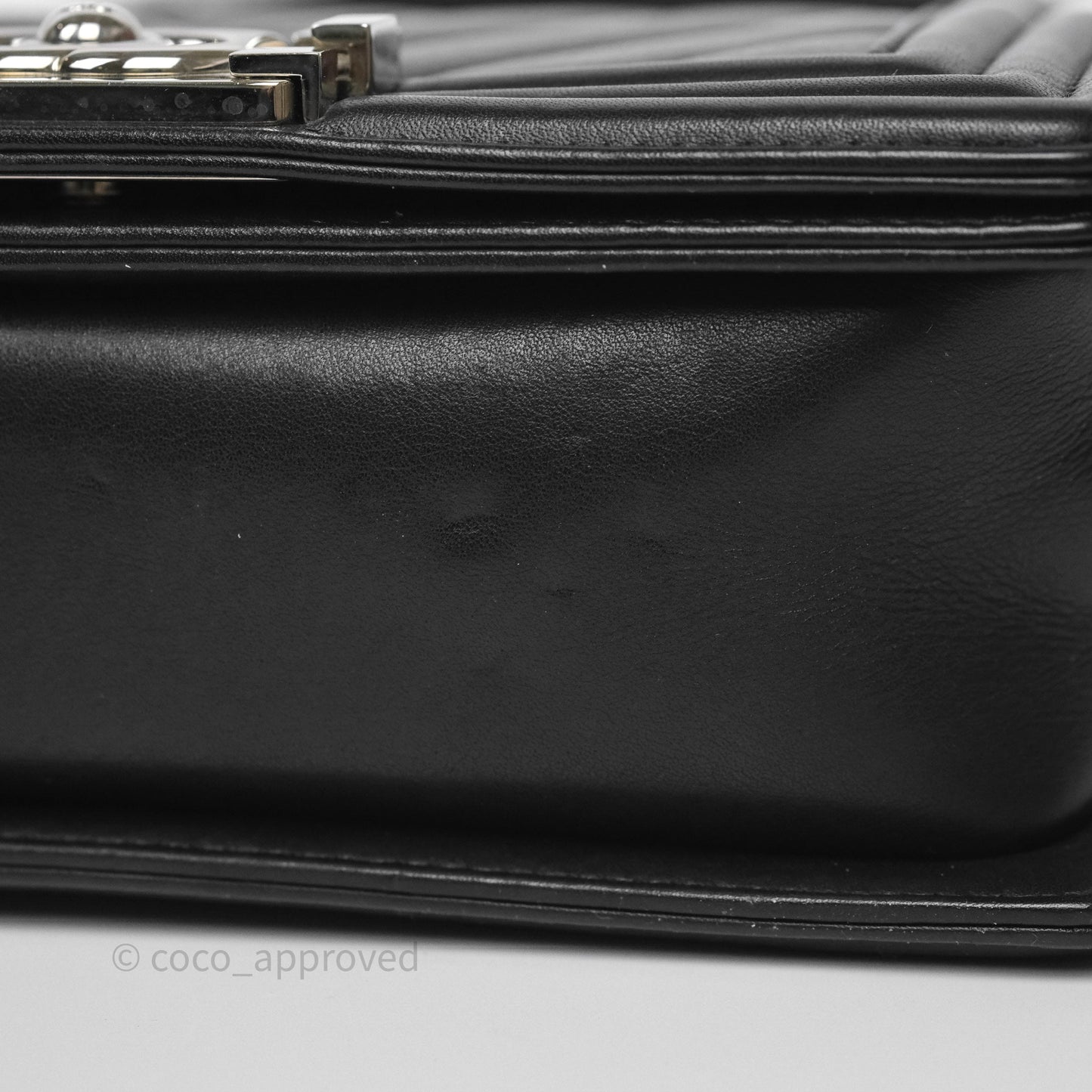 Chanel Small Boy Chevron Black Calfskin Silver Hardware