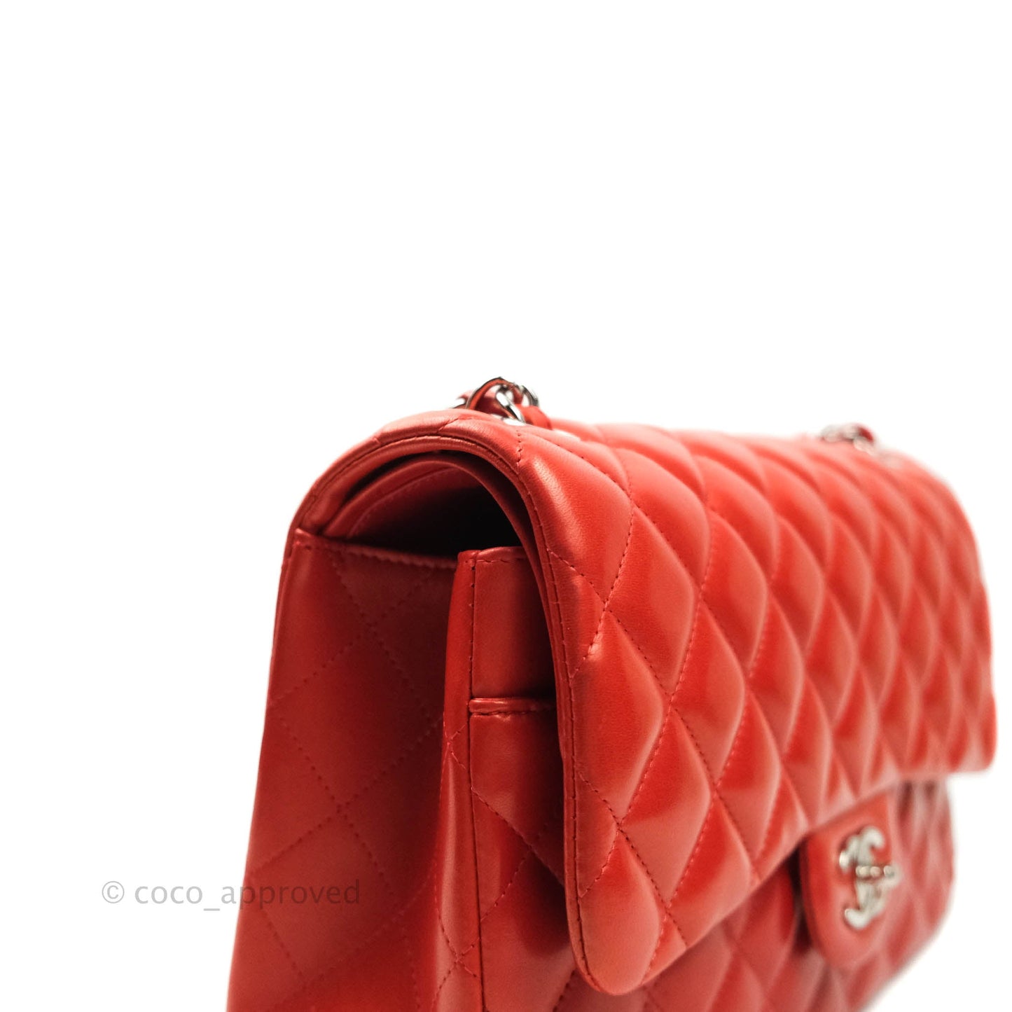 Chanel Jumbo Double Flap Red Lambskin Silver Hardware⁣⁣