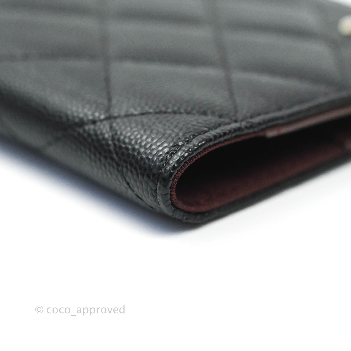 Chanel Classic Quilted Caviar Black Passport Holder Gold Hardware