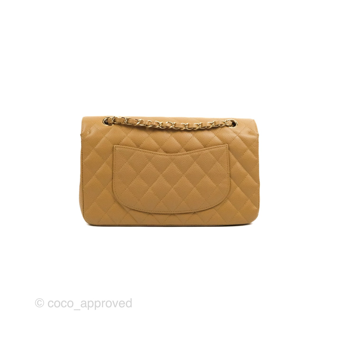 Chanel Quilted M/L Medium Flap Vintage Dark Beige Caviar 24K Gold Hardware